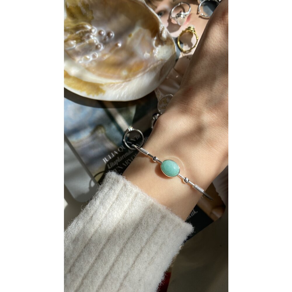 AMAZONİT KELEPÇE BİLEKLİK SİLVER