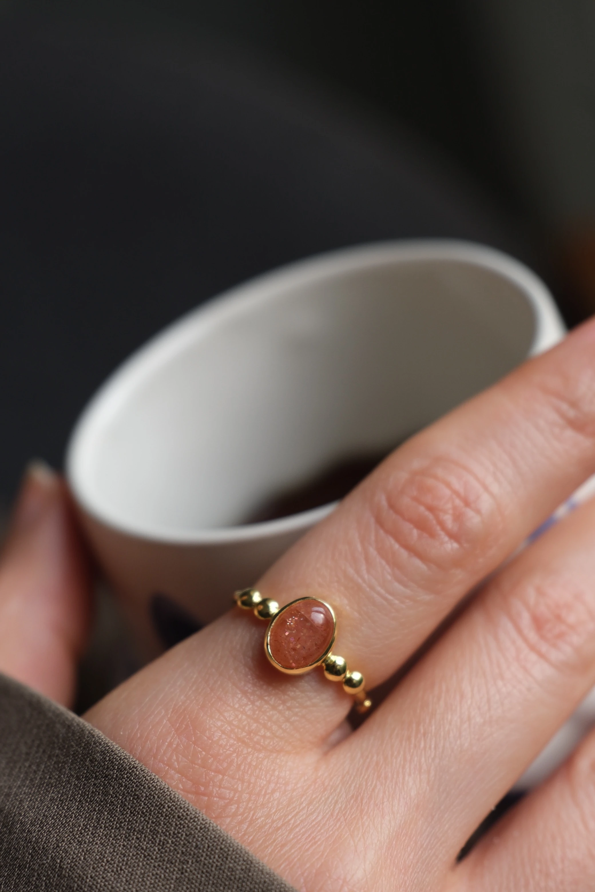 güneş taşı ‘daisy’ yüzük (gold)