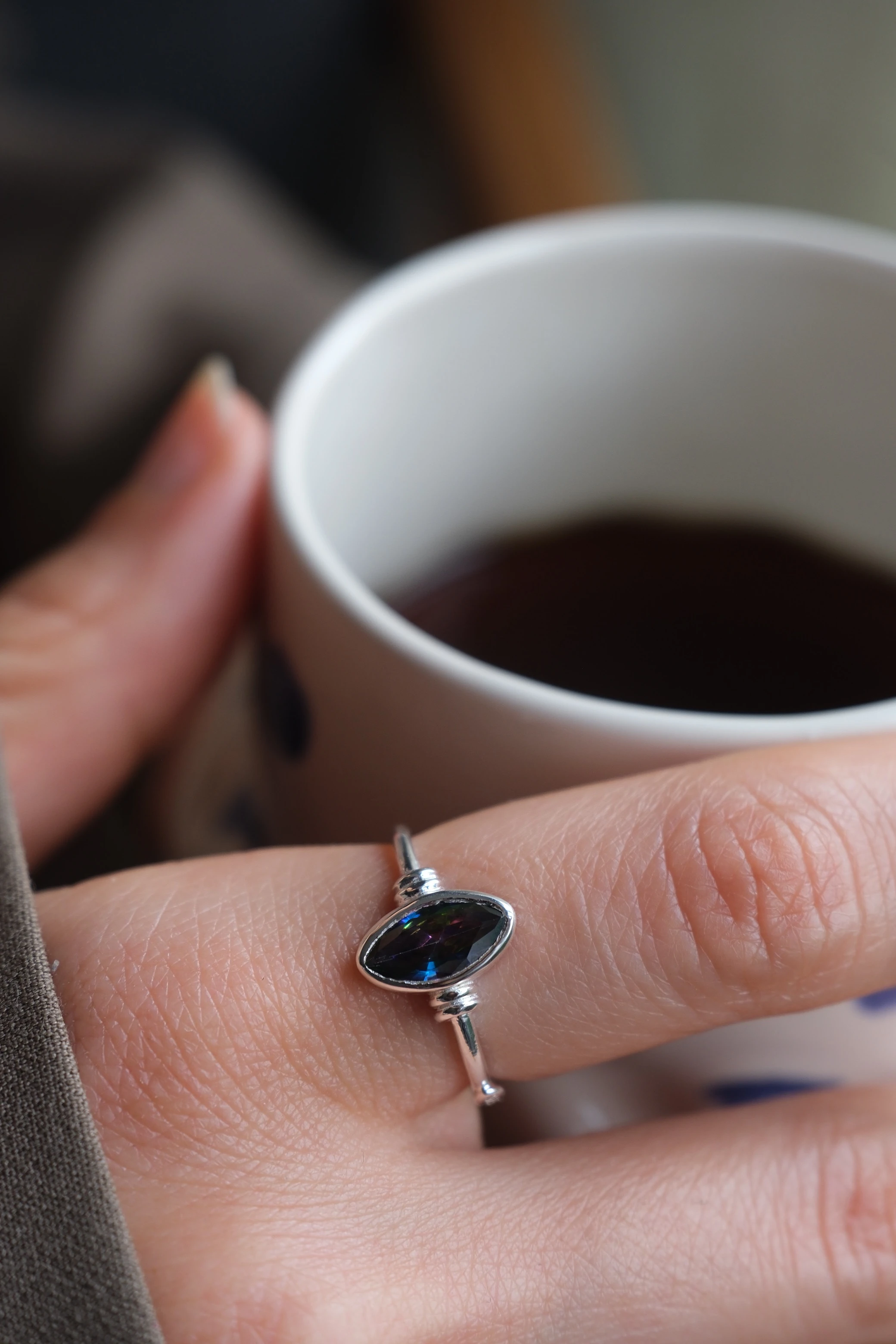 mistik topaz ‘markiz’ yüzük