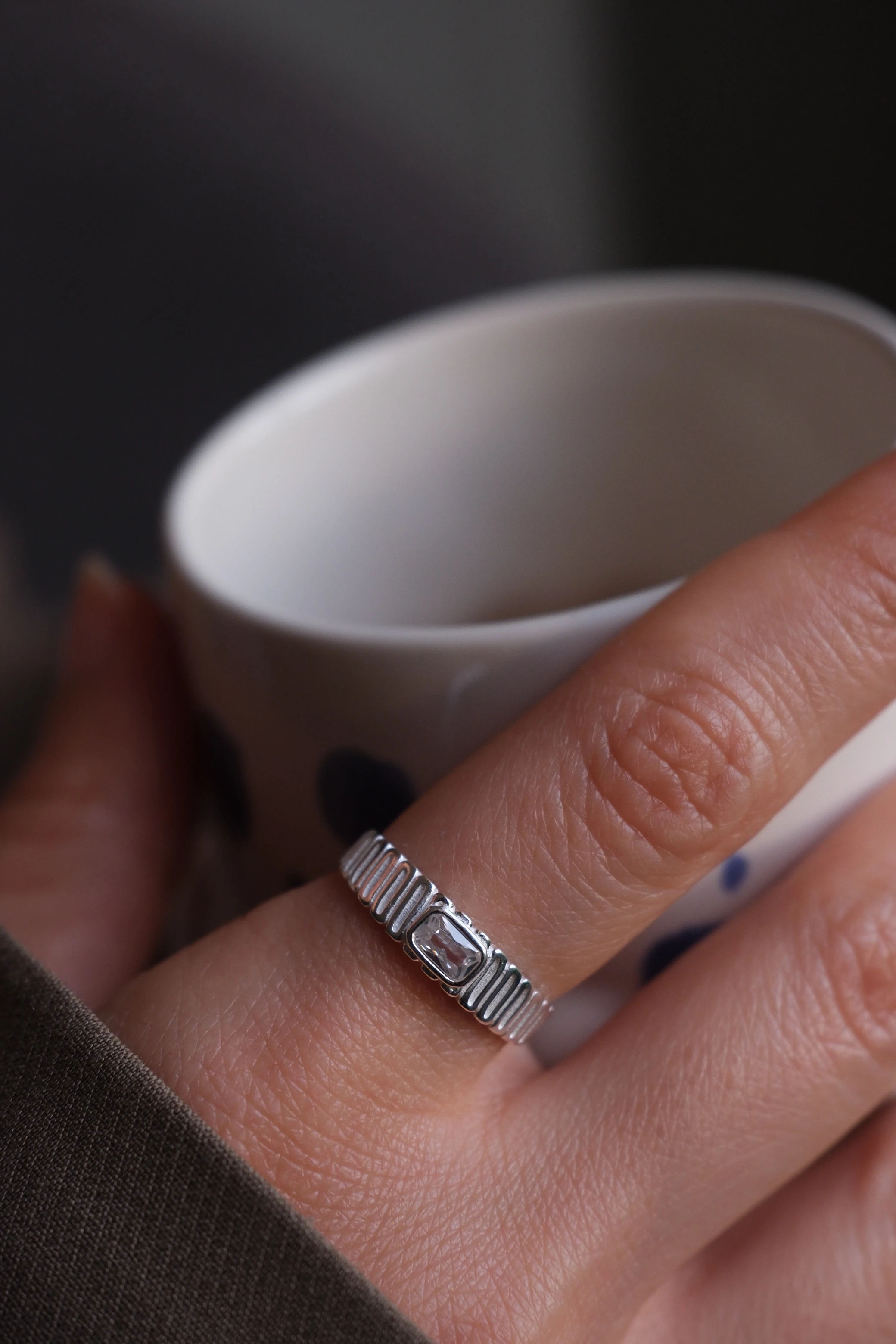 beyaz topaz ‘octa’ zirkon yüzük