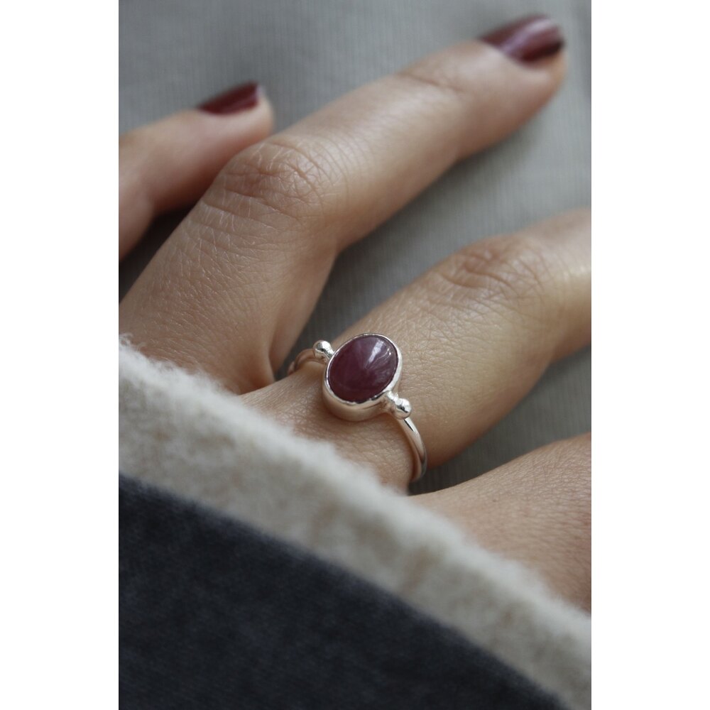 PEMBE SAFİR 'PEARLY' YÜZÜK SİLVER