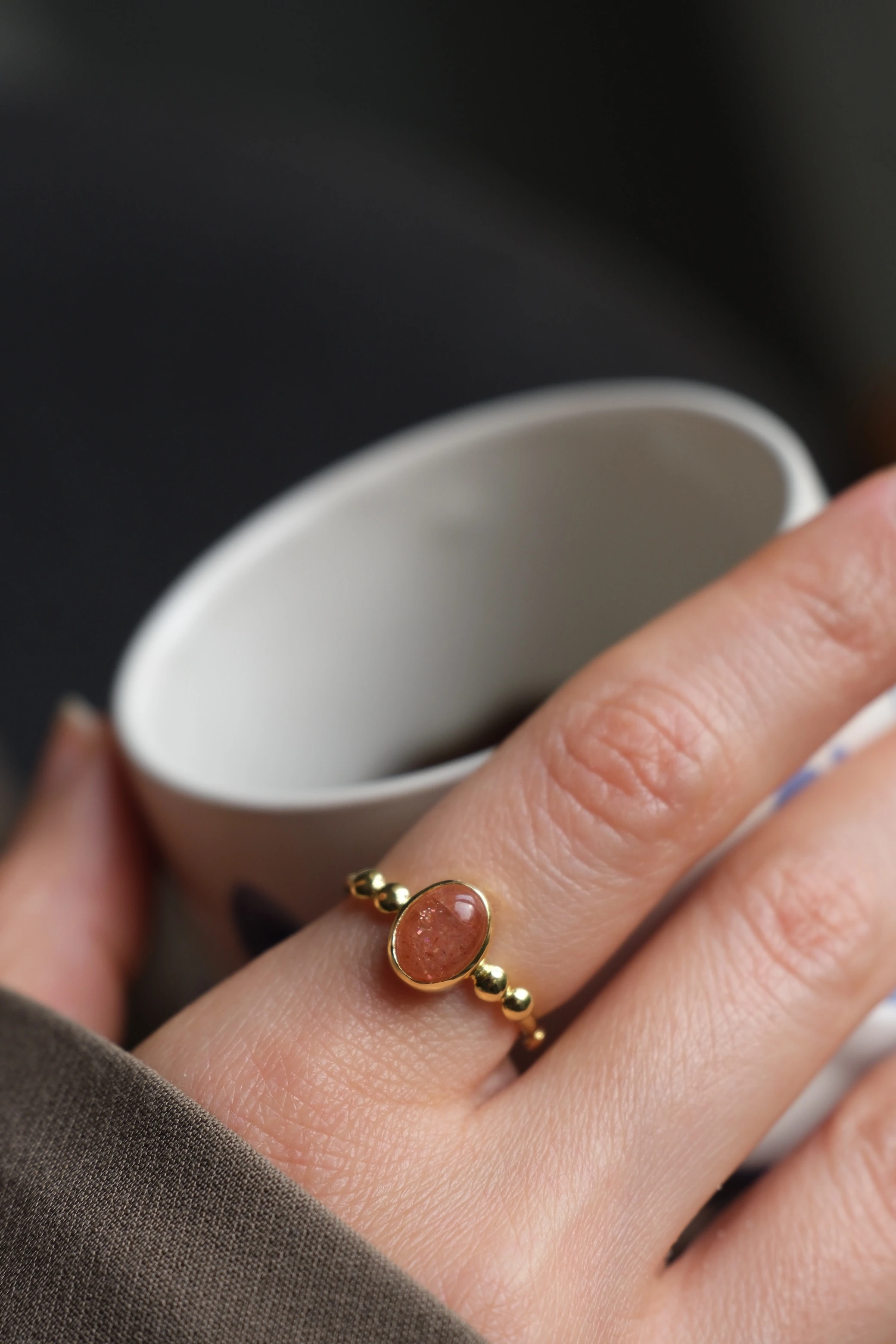 güneş taşı ‘daisy’ yüzük (gold)