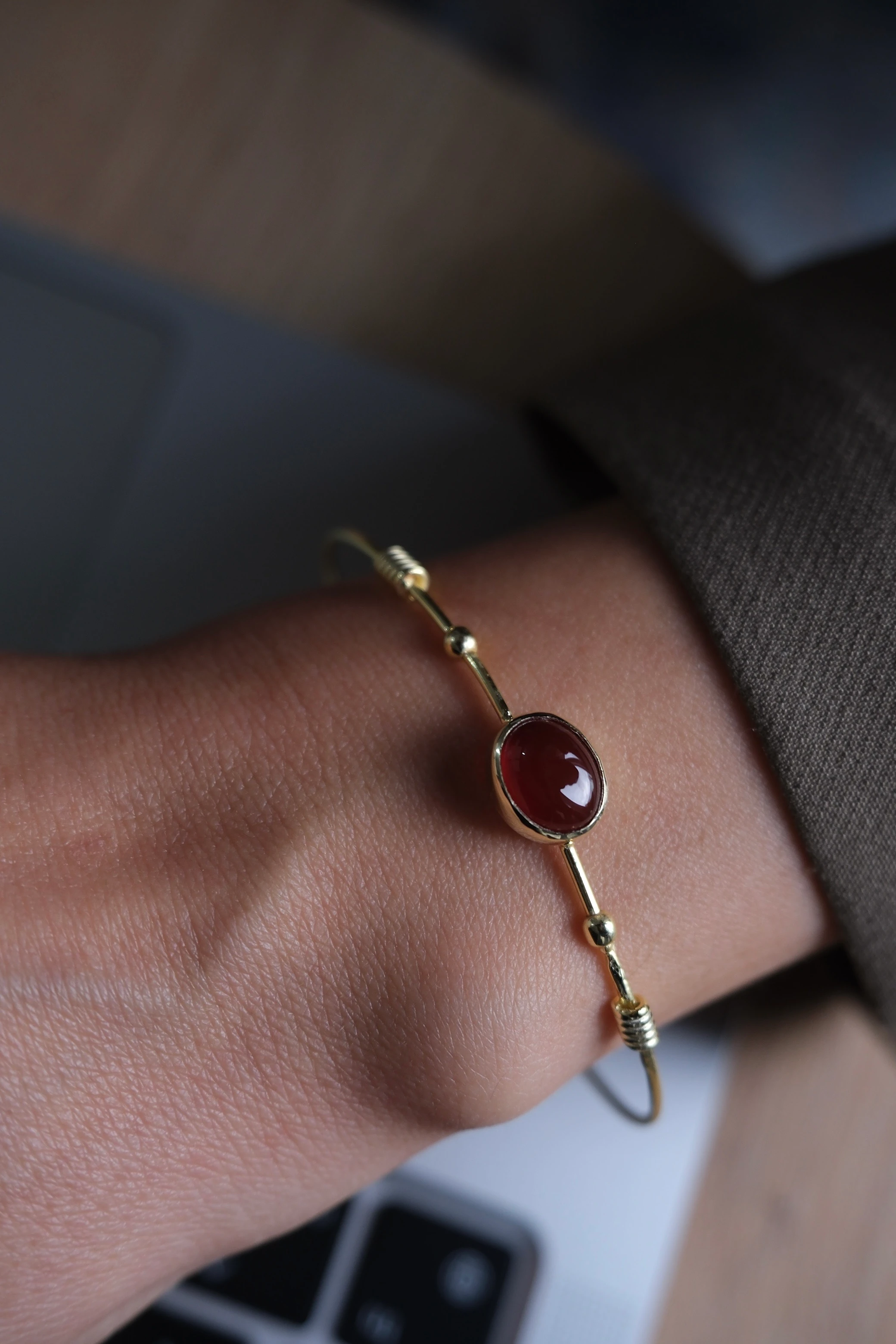 akik kelepçe bileklik (gold)