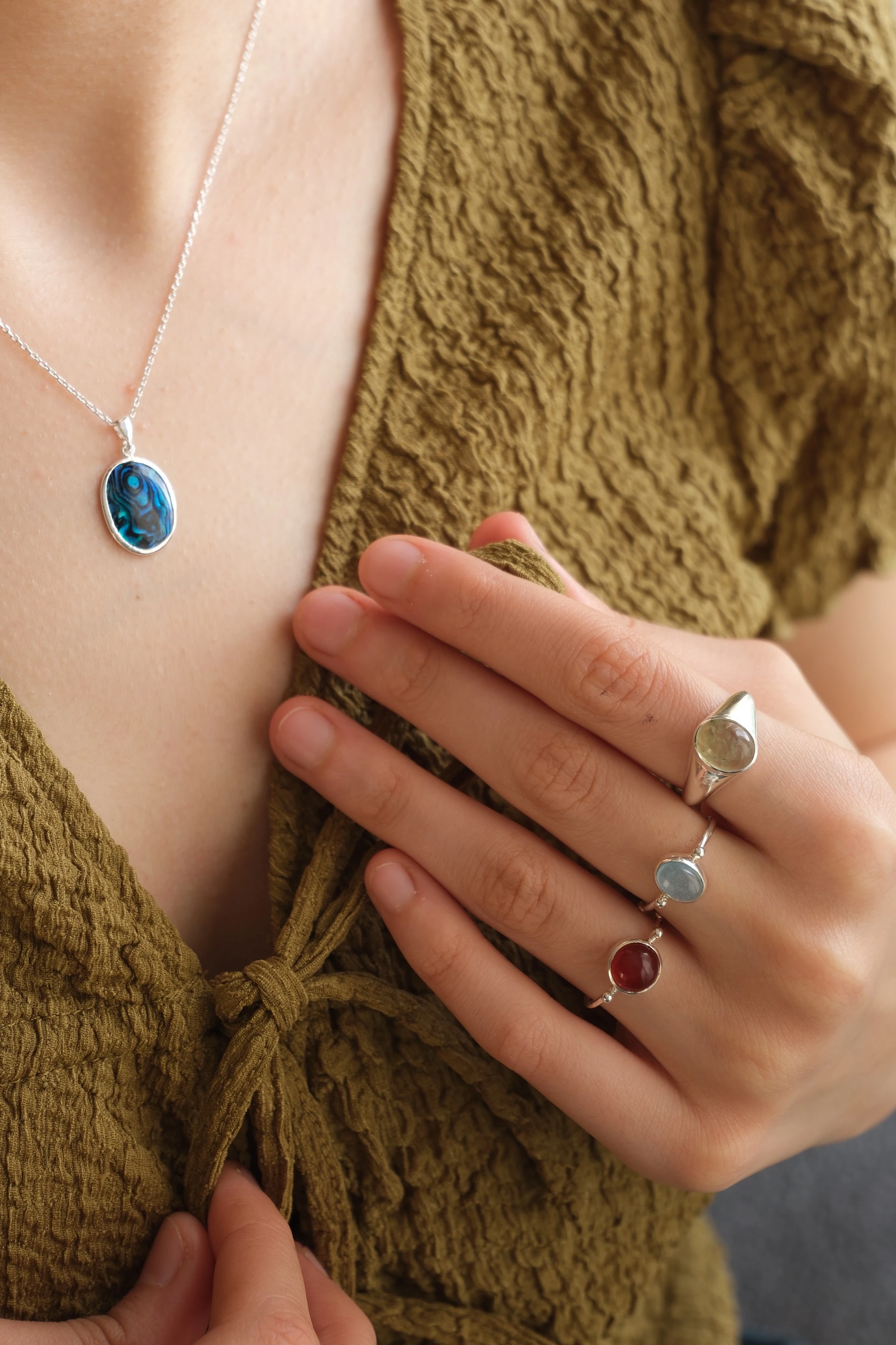 mavi sedef ‘oval’ kolye