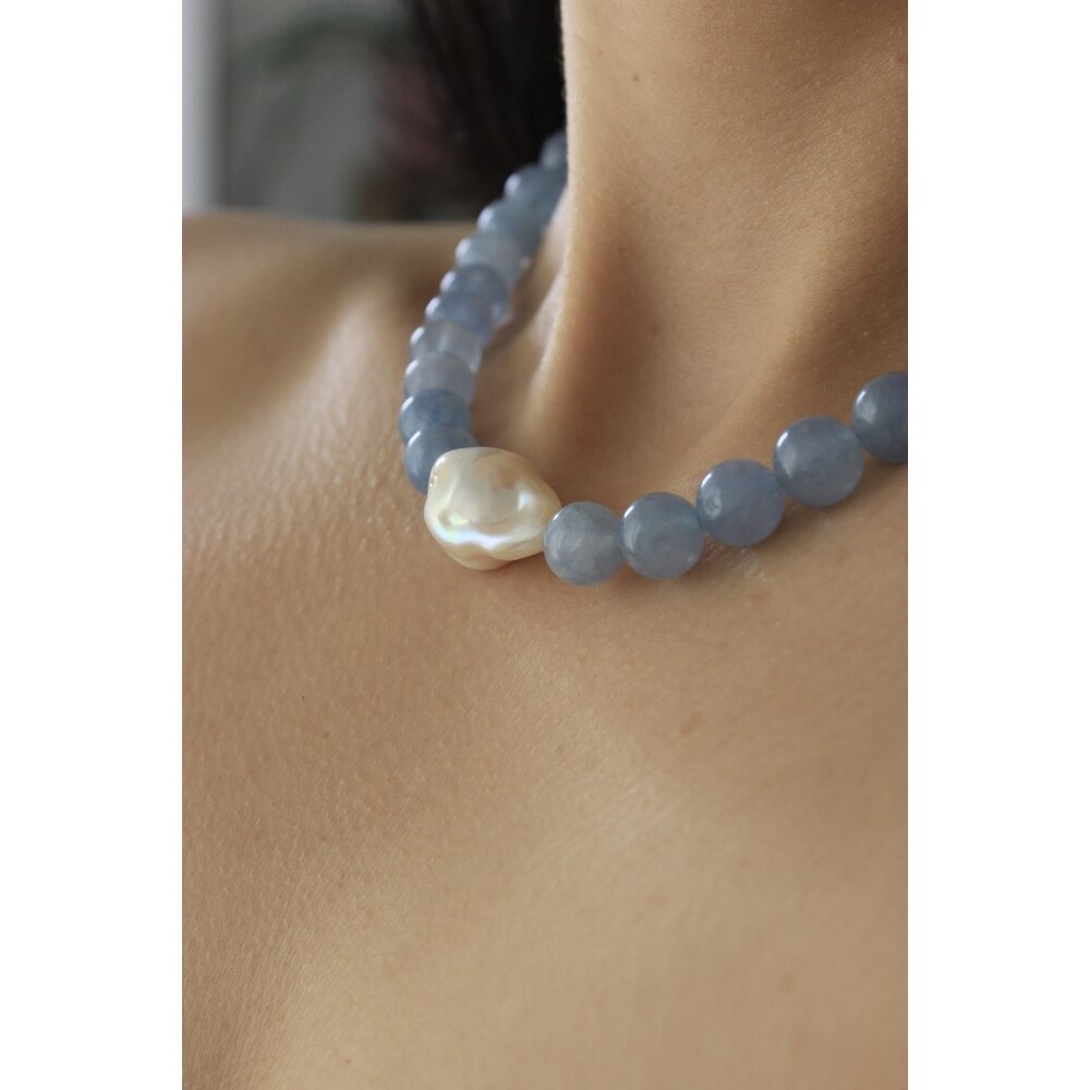 Aquamarine Symphony with Pearls