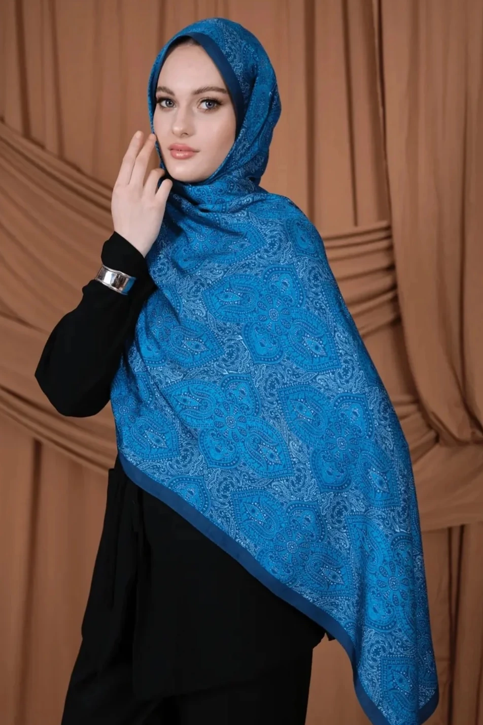 Lovury İpeksi Şal - Aden Desen Mavi
