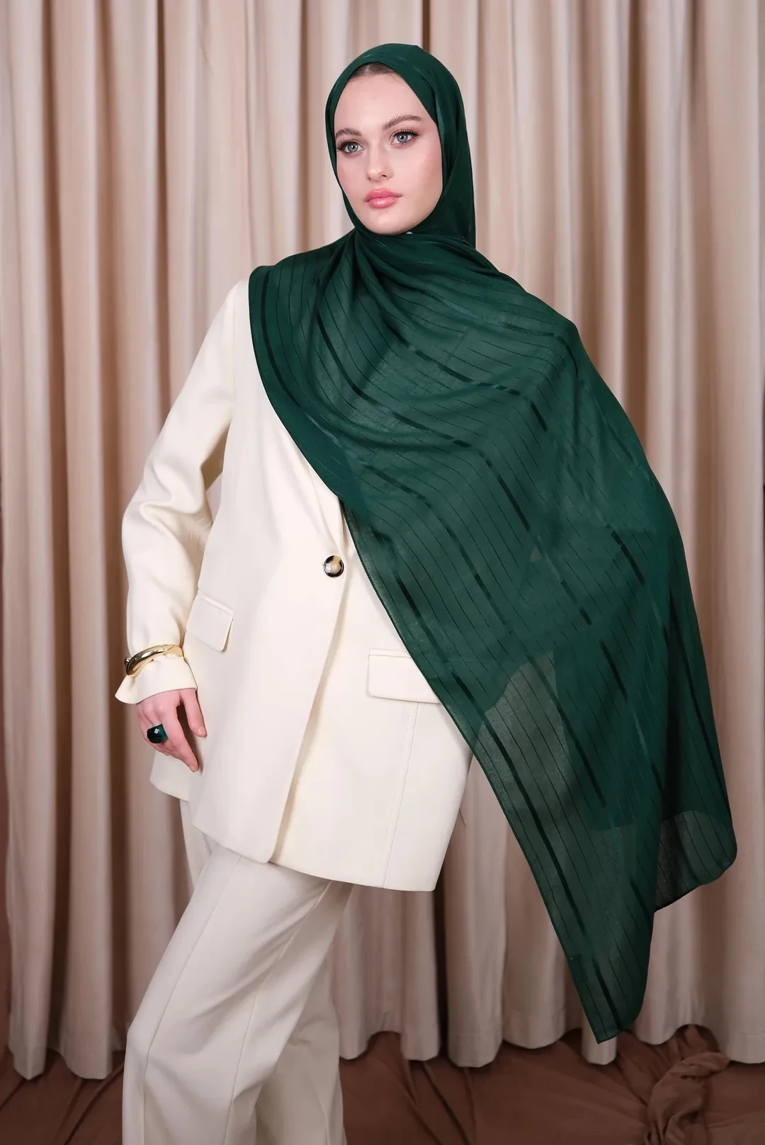 Flossy Modal Şal Aura Desen - Zümrüt