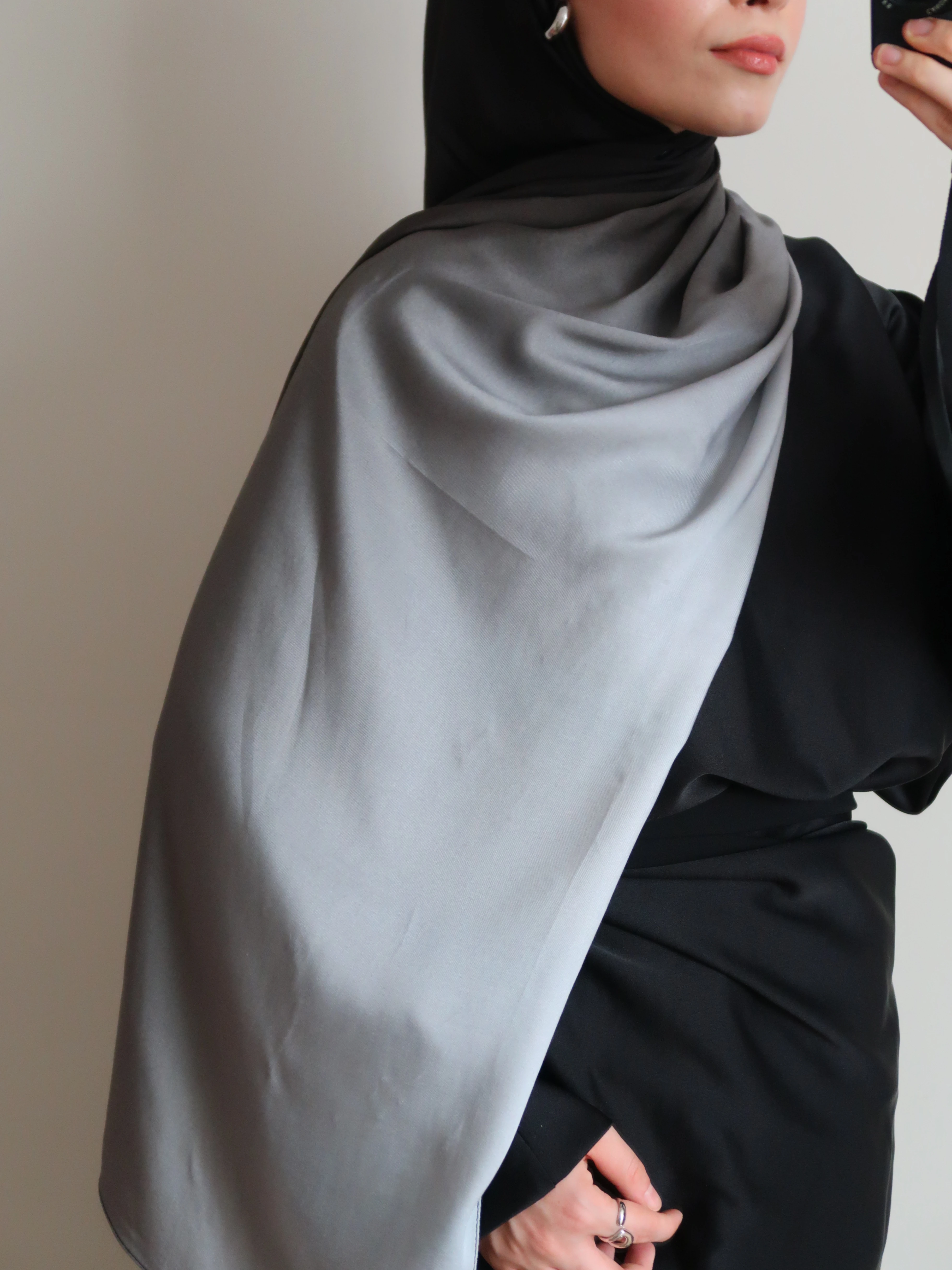 Lovury İpeksi Şal Degrade Siyah - Gri