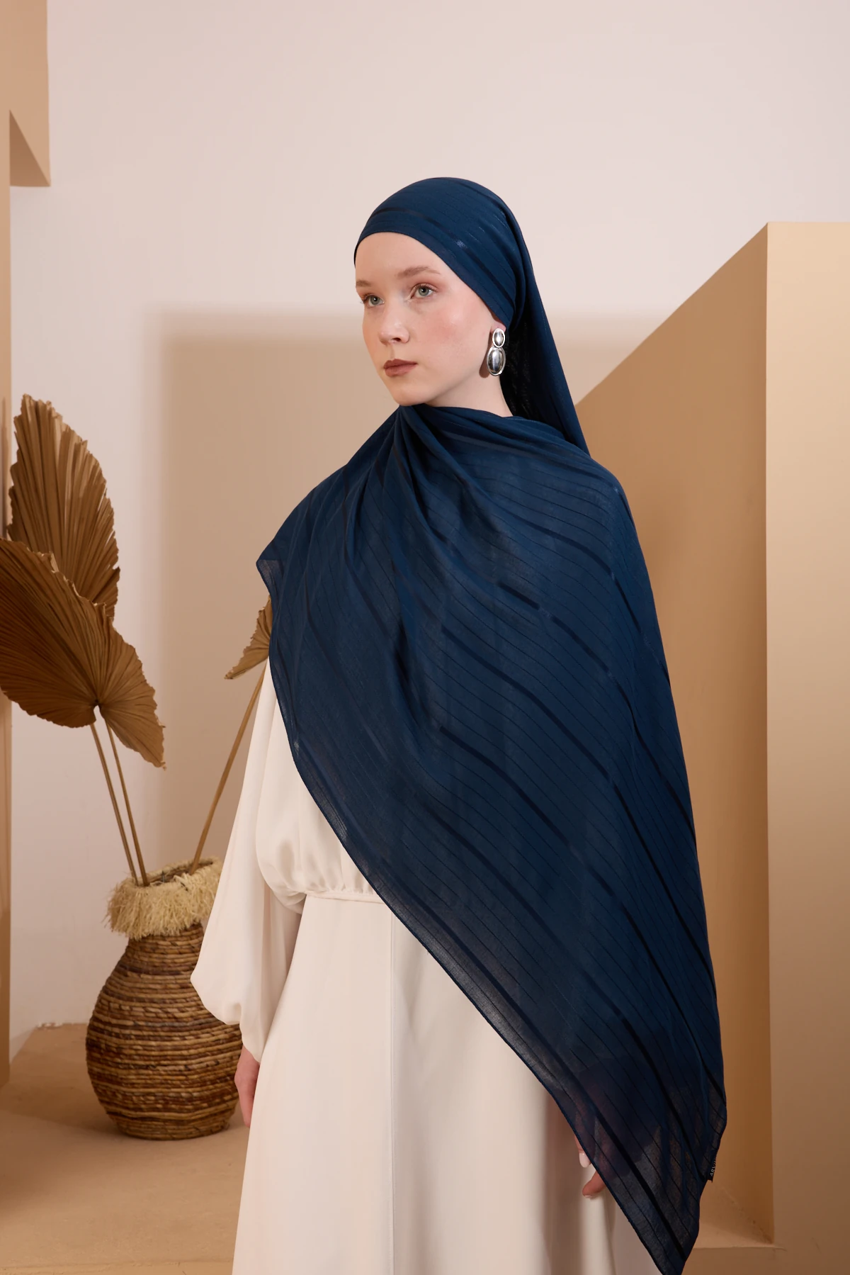 Flossy Modal Şal Aura Desen - Lacivert