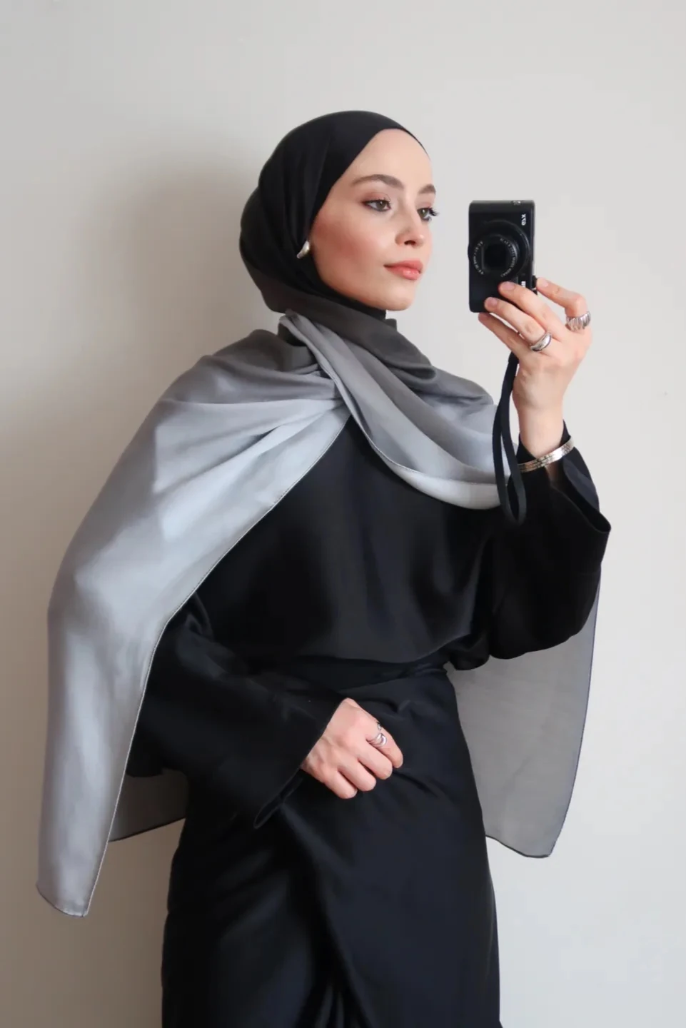 Lovury İpeksi Şal Degrade - Siyah - Gri