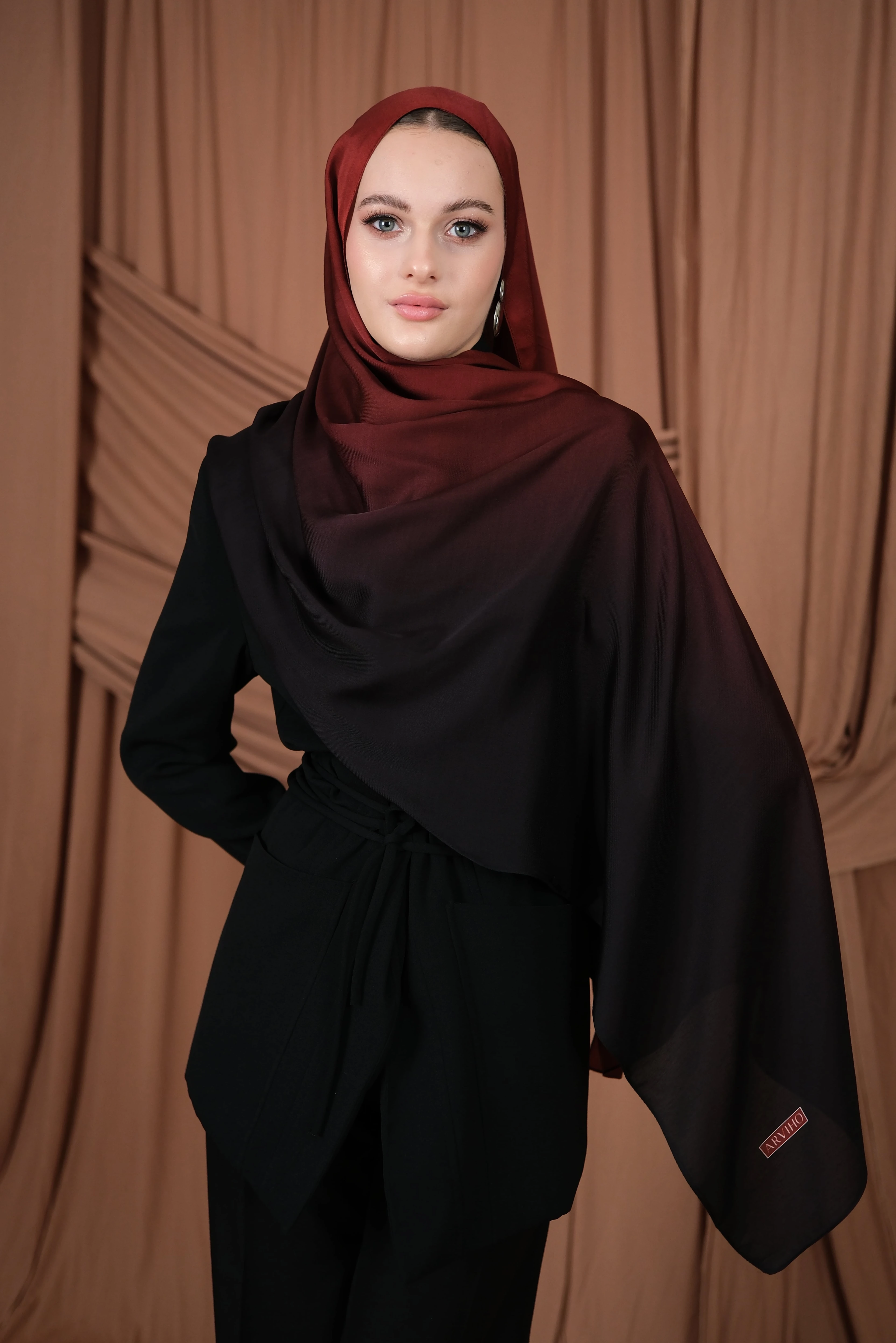 Lovury İpeksi Şal Degrade - Siyah - Bordo