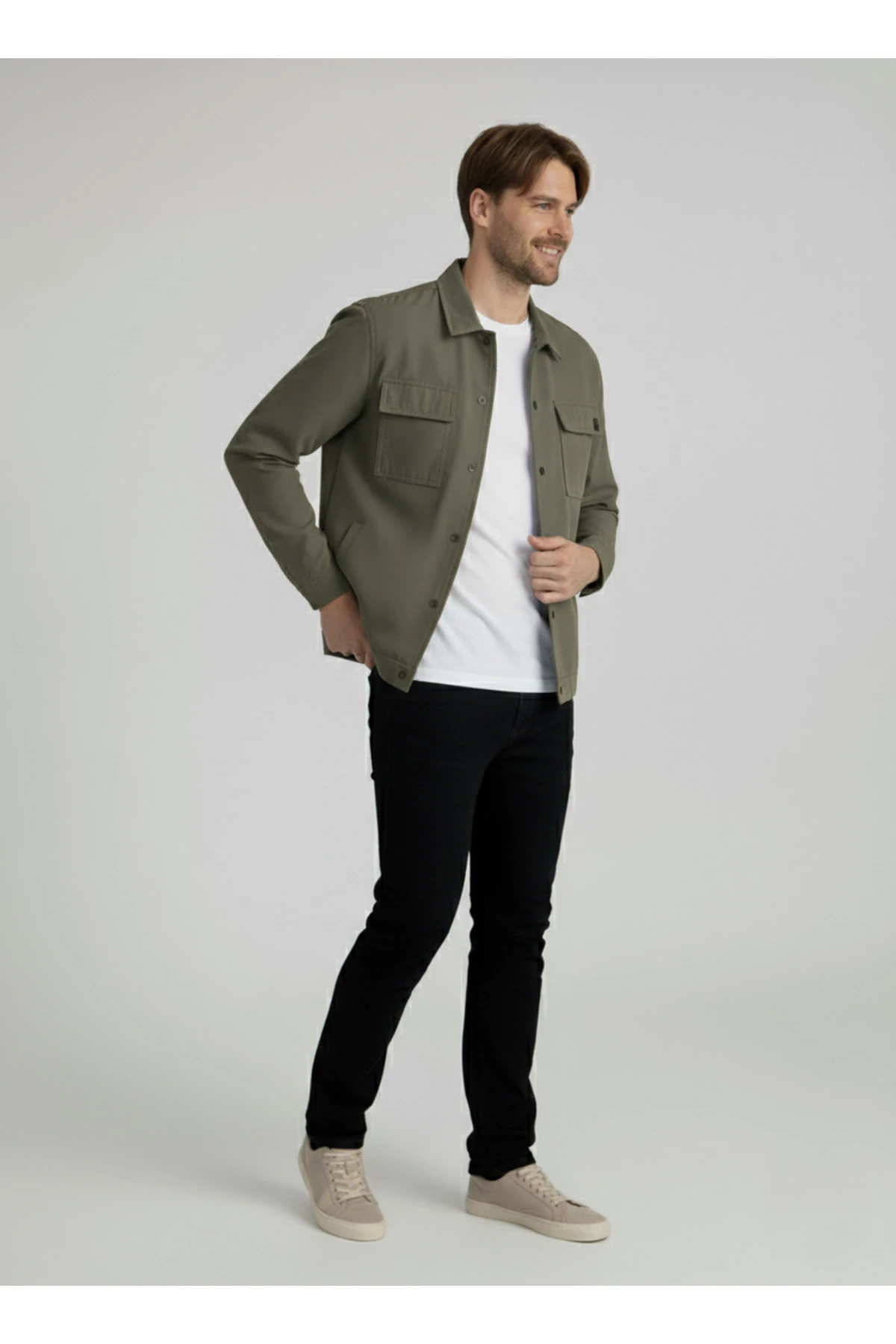 Baharlık Sezon Erkek Mevsimlik Acık Haki Ceket Baharlık Mont