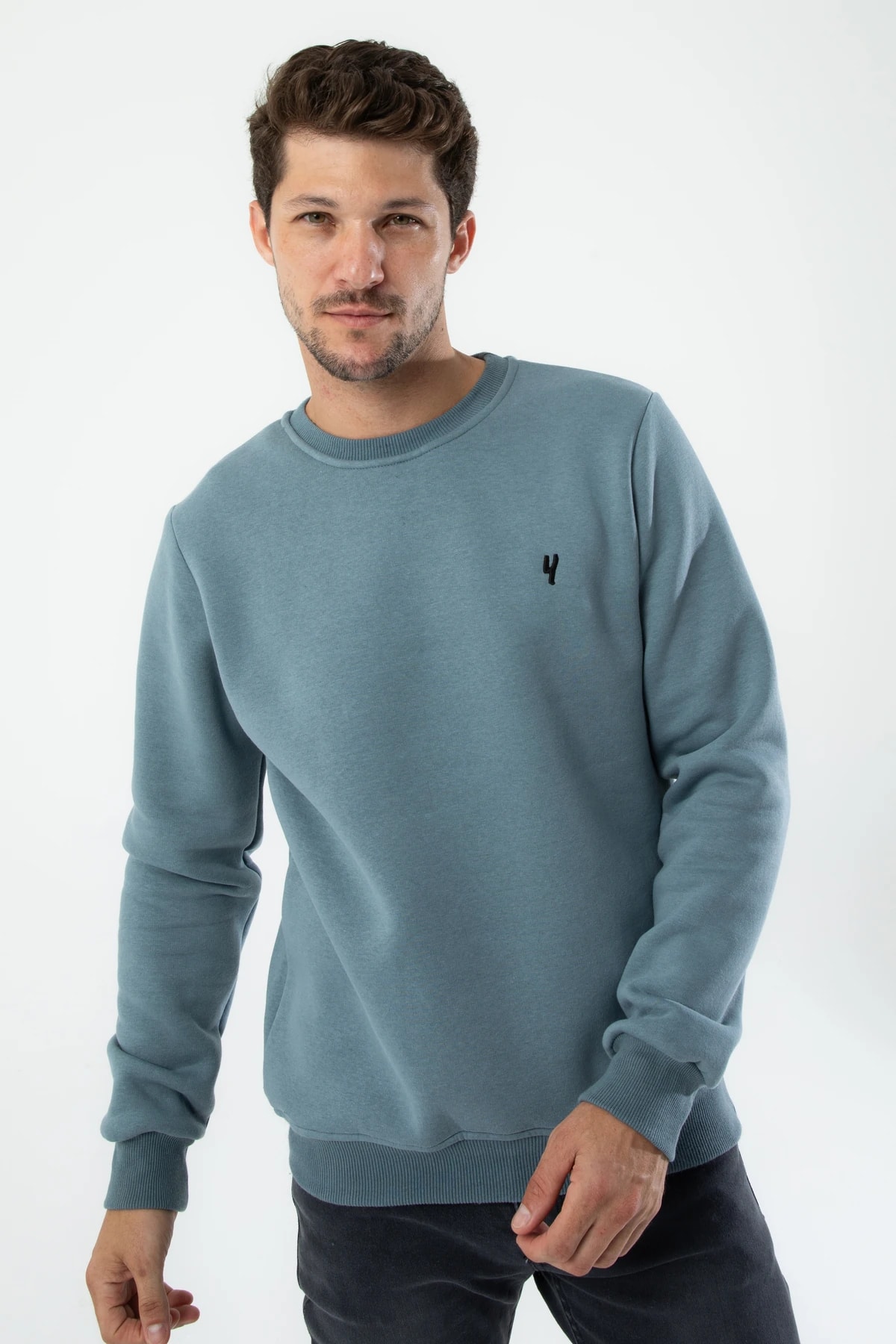 Erkek Organik Kumaşlı Yumuşacık Regular Fit Yuvarlak Yakalı Sweatshirt