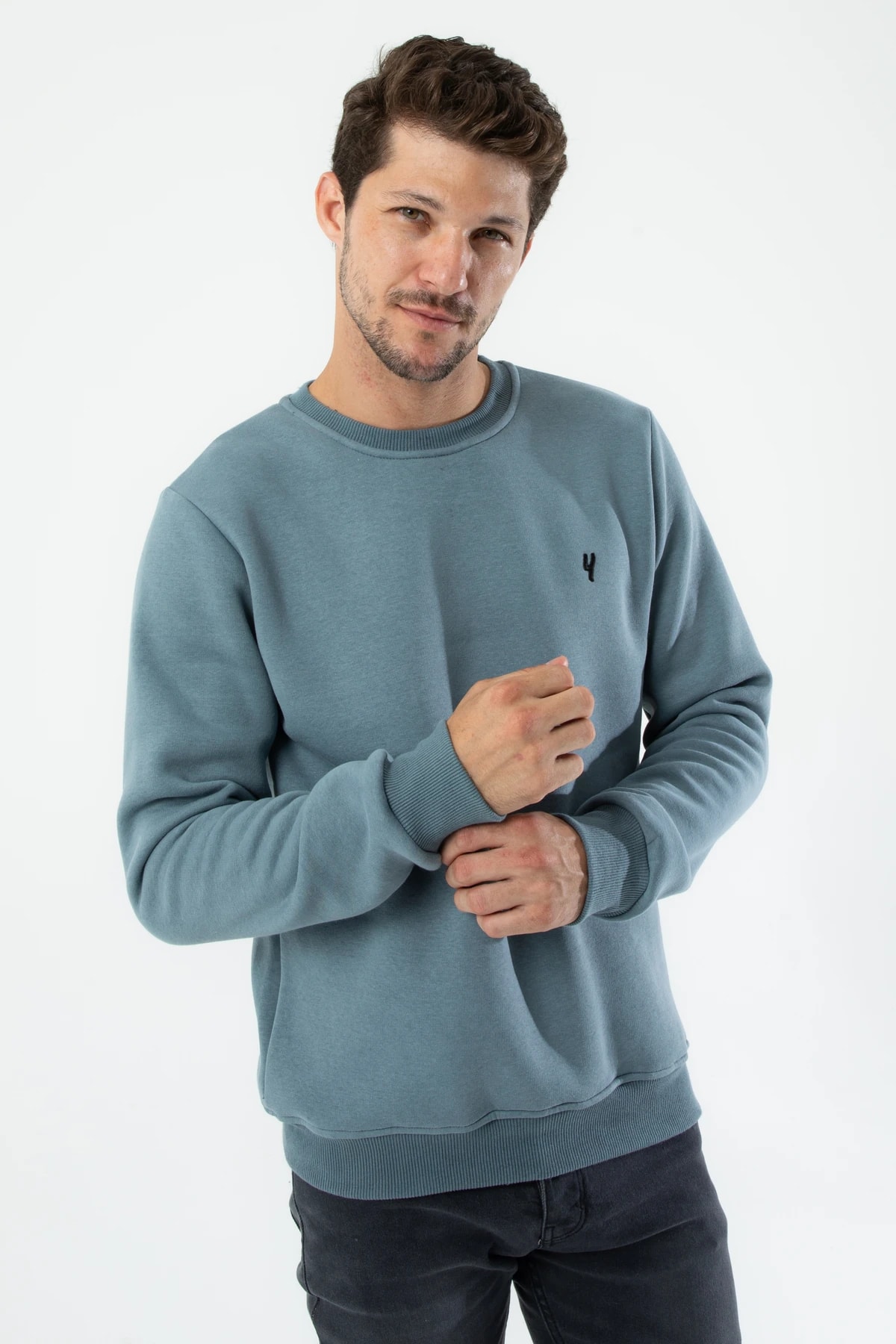 Erkek Organik Kumaşlı Yumuşacık Regular Fit Yuvarlak Yakalı Sweatshirt