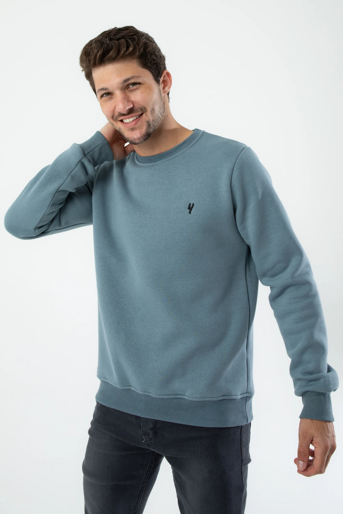 Erkek Organik Kumaşlı Yumuşacık Regular Fit Yuvarlak Yakalı Sweatshirt