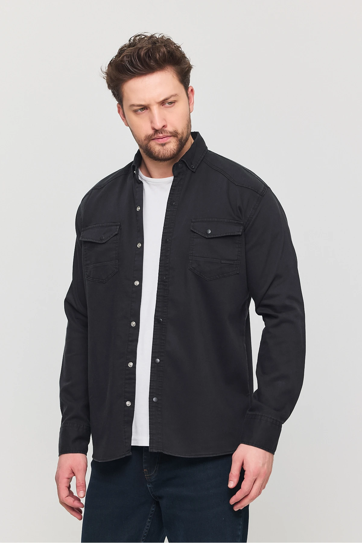 Erkek Gömlek Gri Erkek Gömlek
