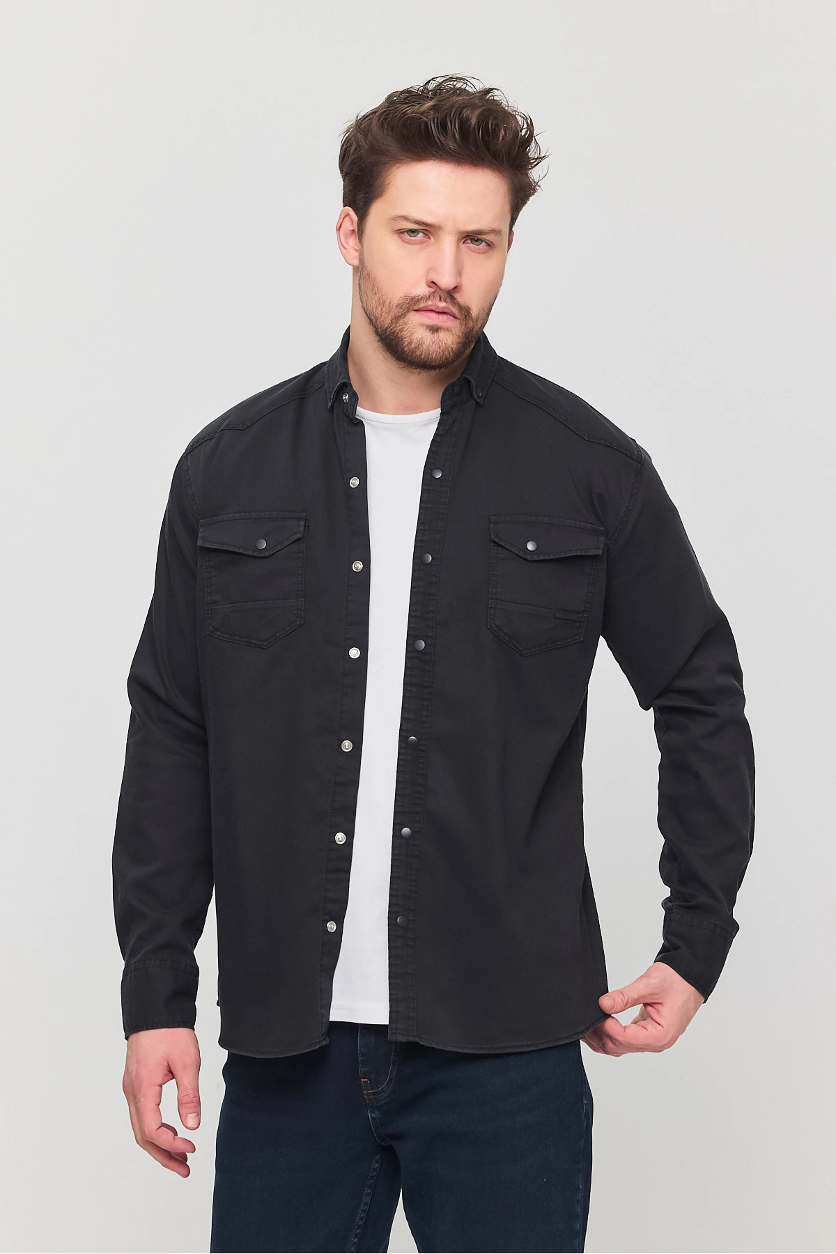 Erkek Gömlek Gri Erkek Gömlek