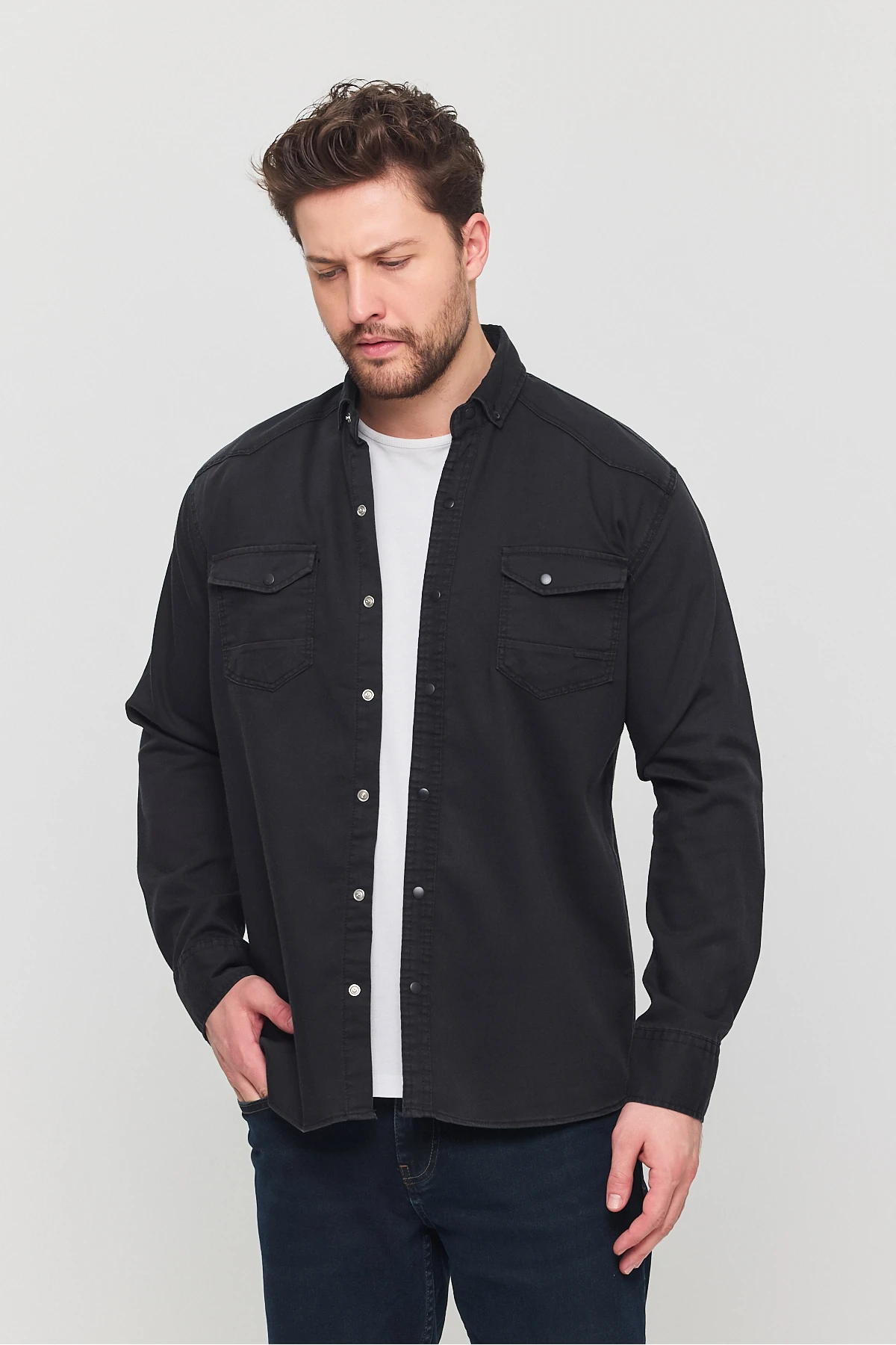 Erkek Gömlek Gri Erkek Gömlek