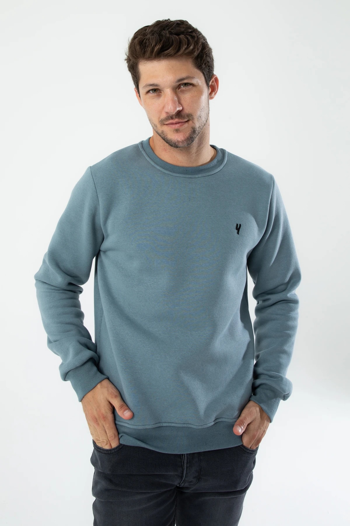 Erkek Organik Kumaşlı Yumuşacık Regular Fit Yuvarlak Yakalı Sweatshirt