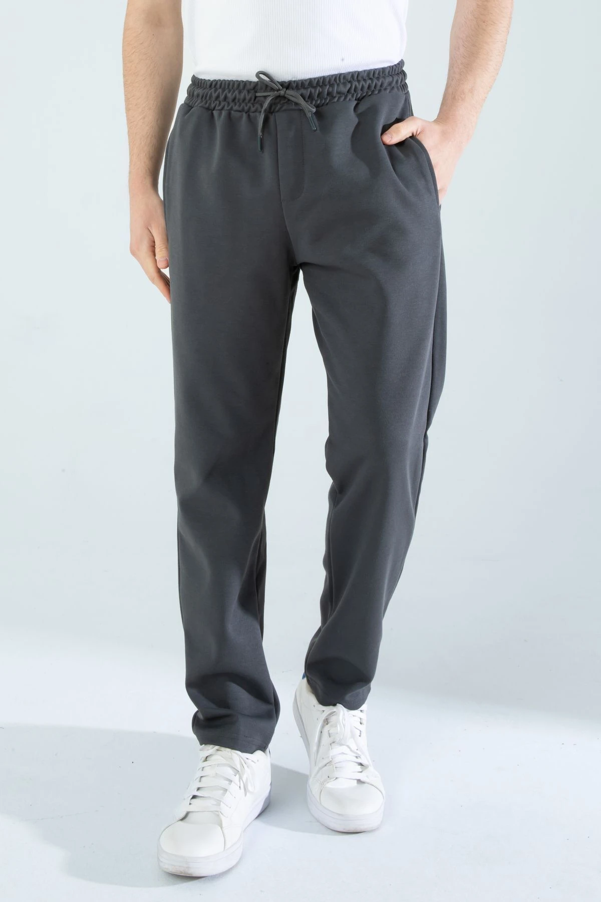 Erkek Düz Paça Normal Kesim Eşofman Altı Füme Erkek Pantolon