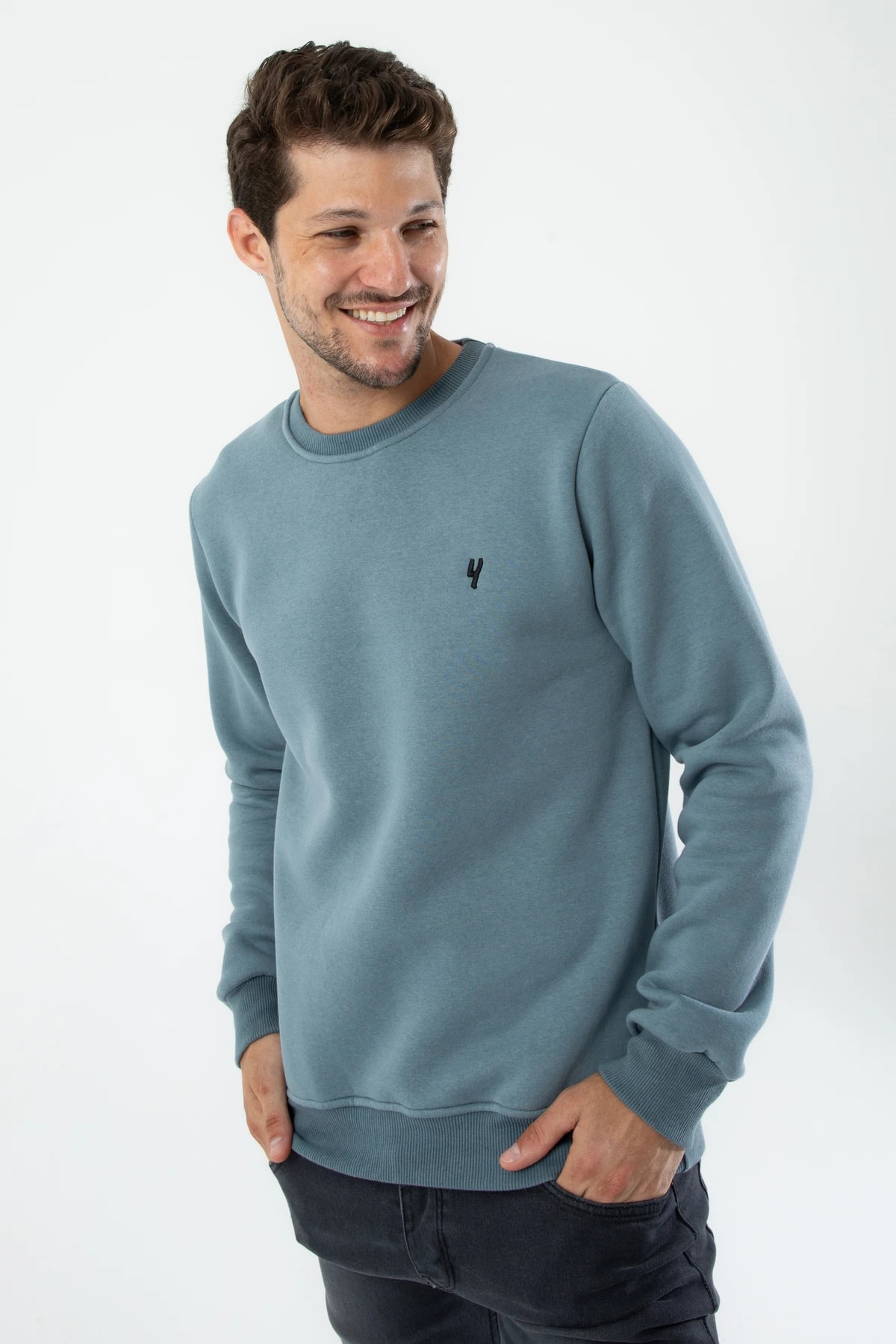 Erkek Organik Kumaşlı Yumuşacık Regular Fit Yuvarlak Yakalı Sweatshirt