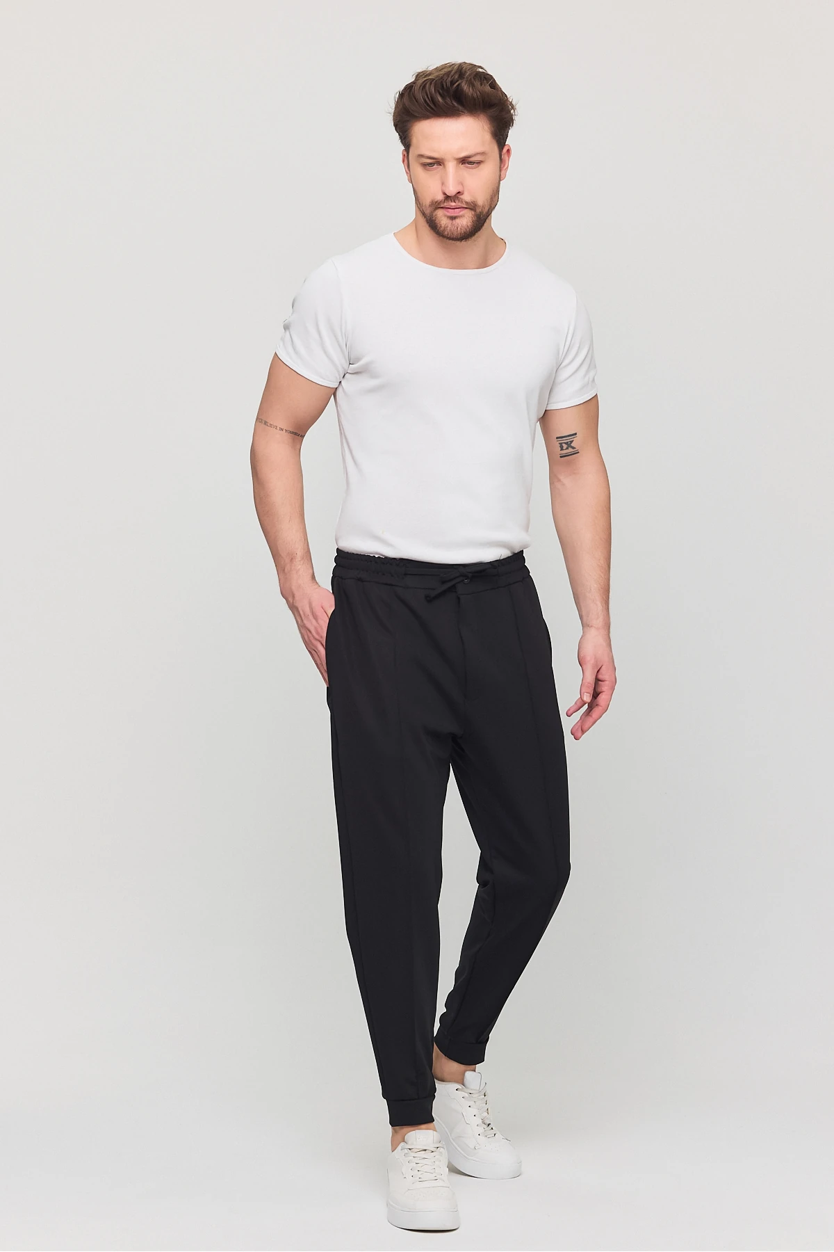 Erkek Slim Fİt Beli Lastikli İpli Fermuarlı Likralı Rahat  Jogger Pantolon