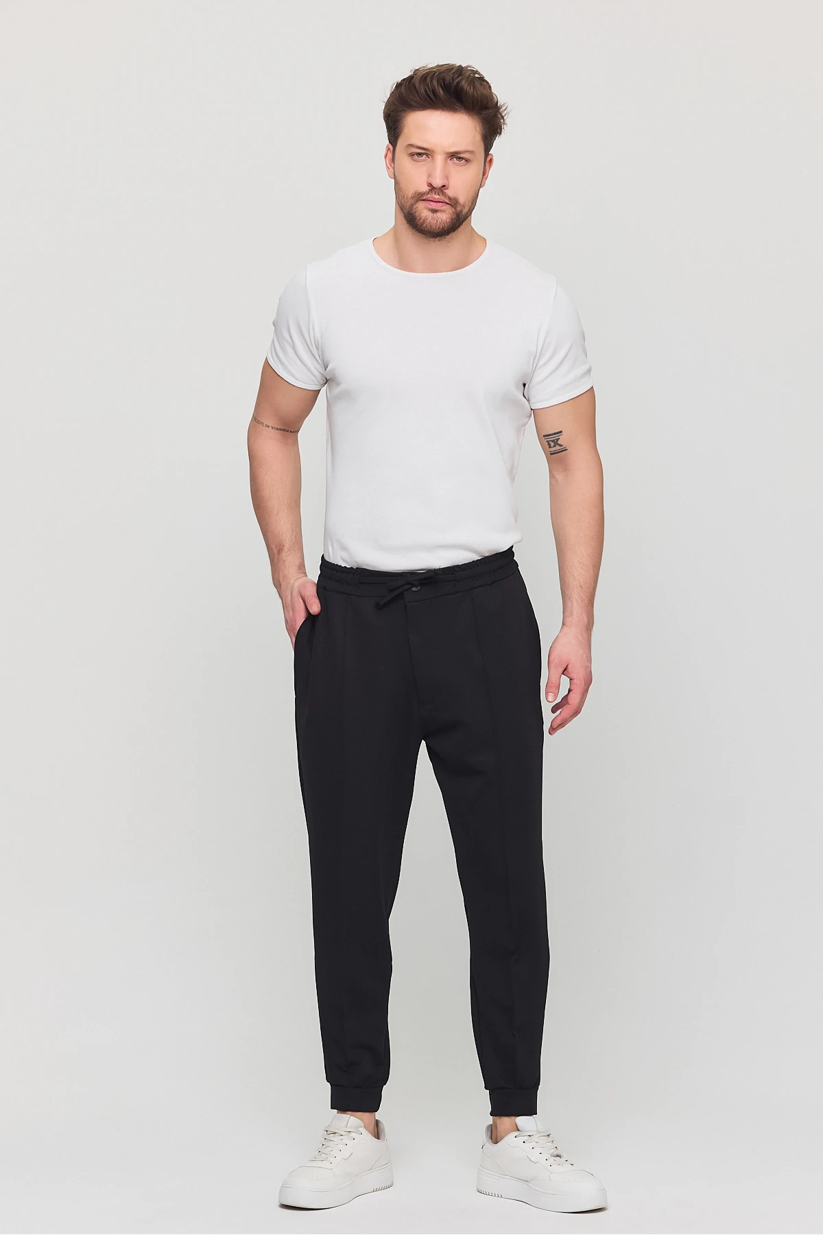 Erkek Slim Fİt Beli Lastikli İpli Fermuarlı Likralı Rahat  Jogger Pantolon