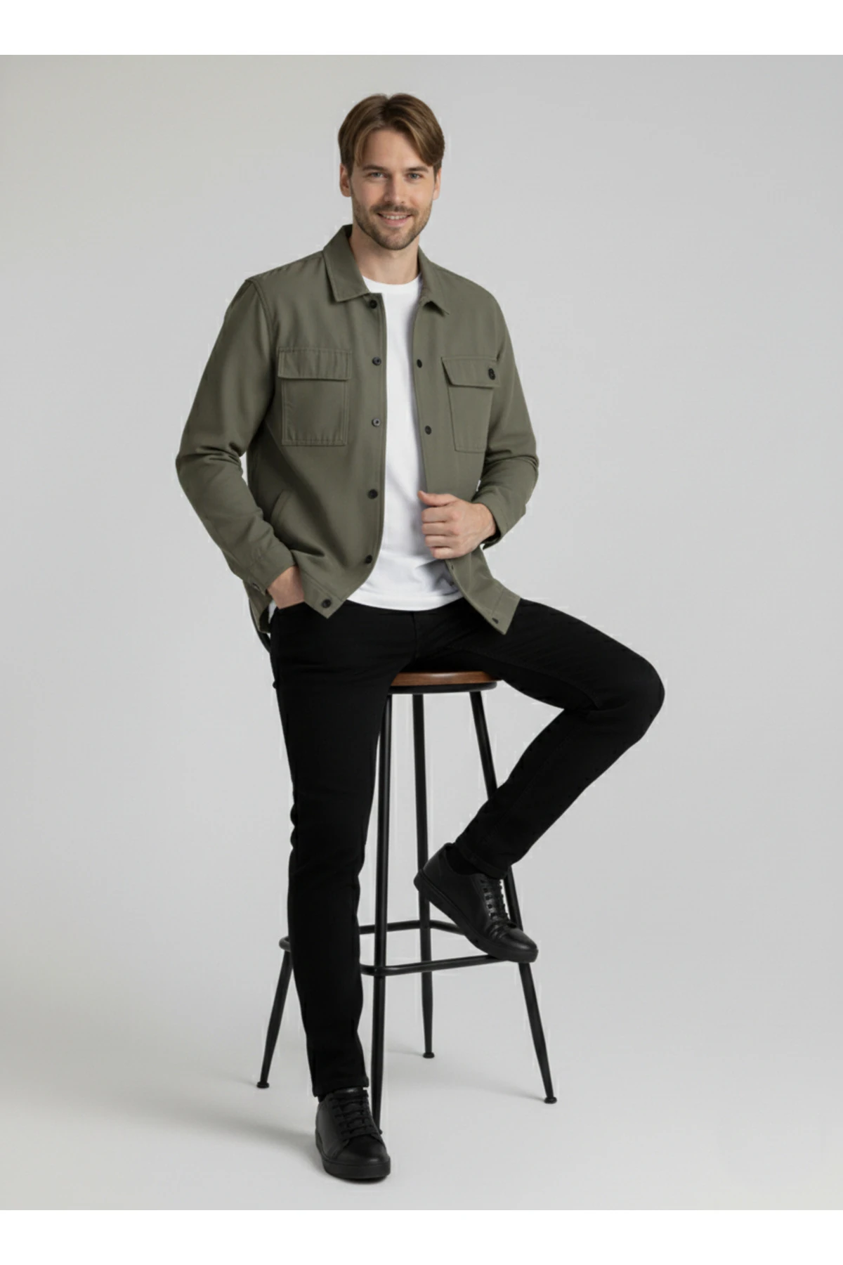 Baharlık Sezon Erkek Mevsimlik Acık Haki Ceket Baharlık Mont