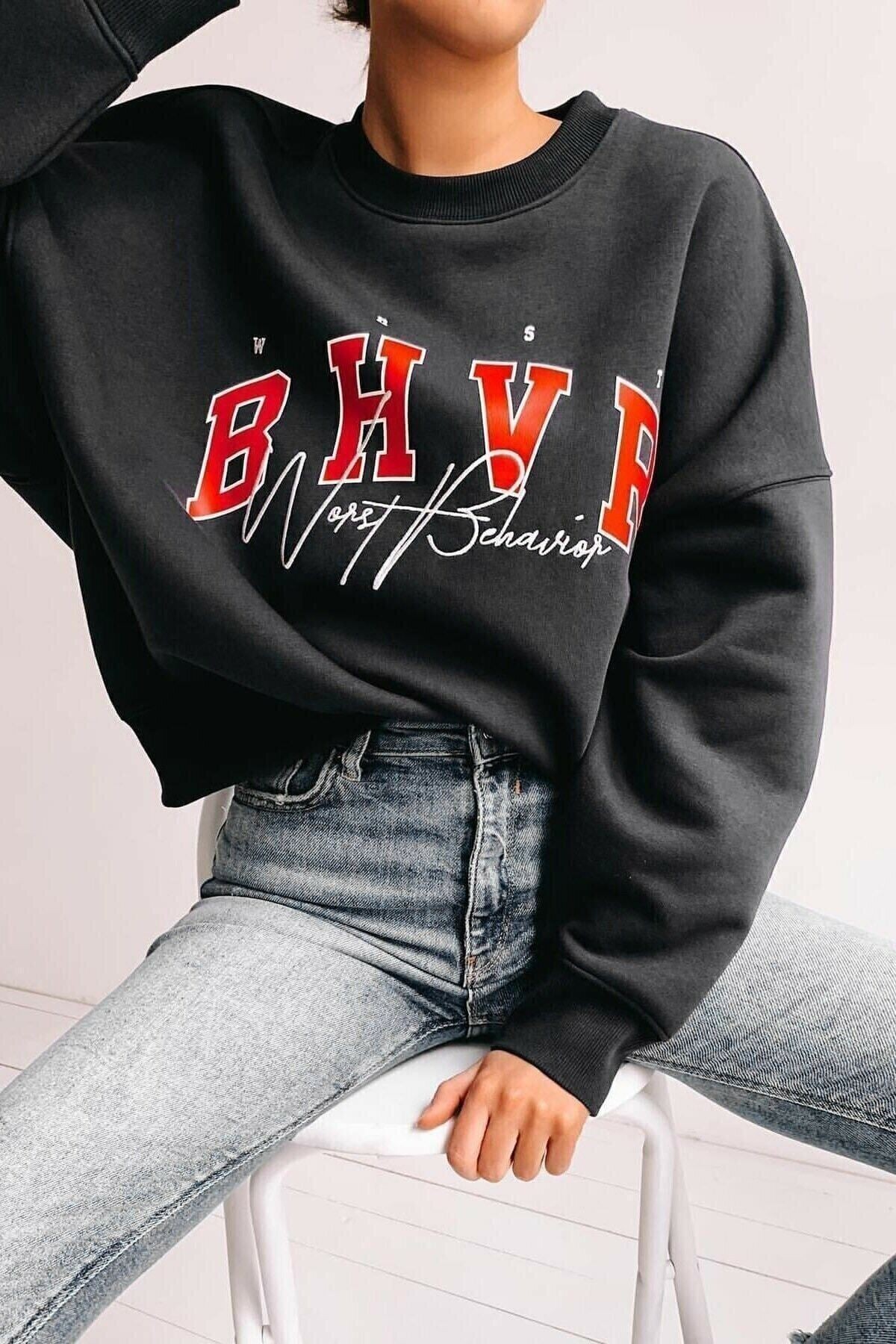 Kadın Siyah Bhvr Sweatshirt