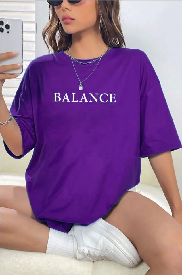 Unisex Balance Baskılı T-shirt - Mor