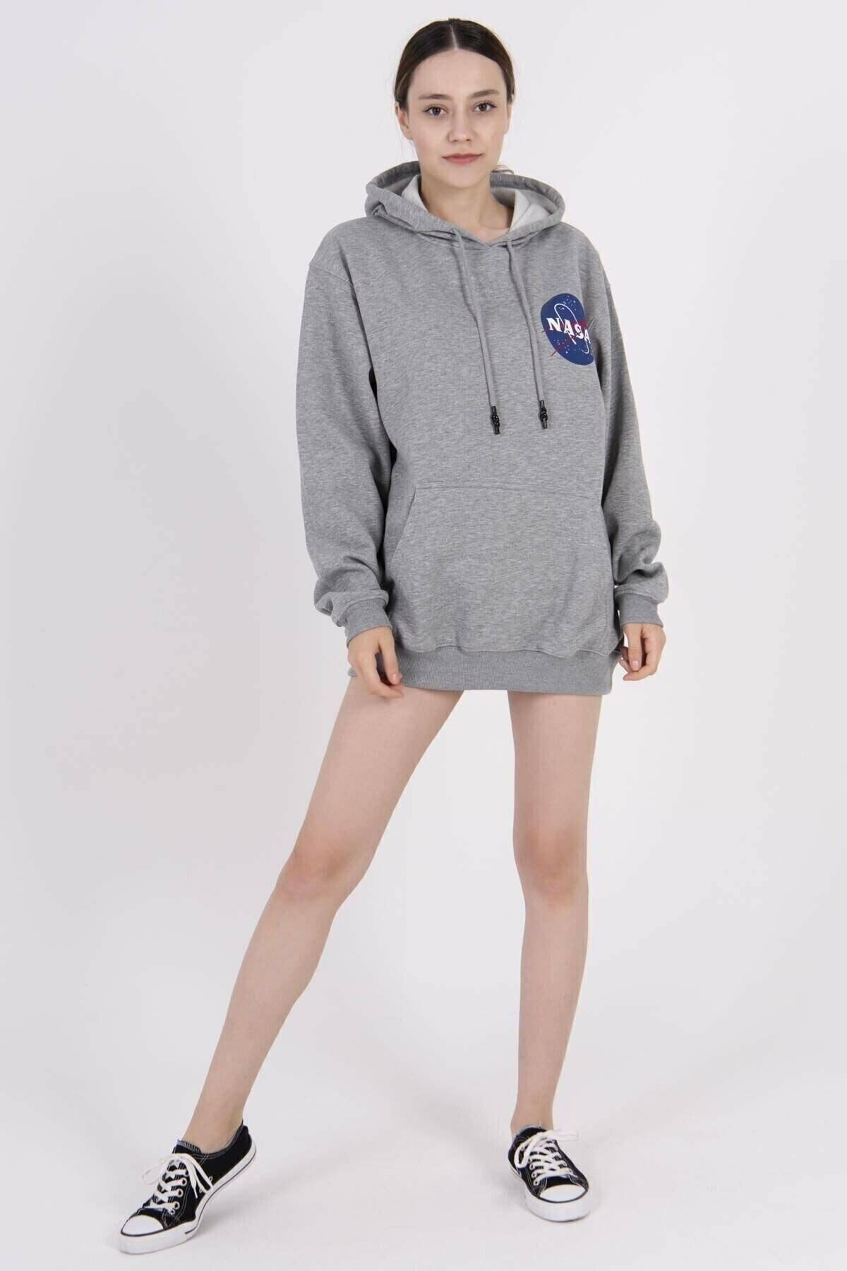 Blackjackgiyim Gri Nasa Kapşonlu Sweatshirt