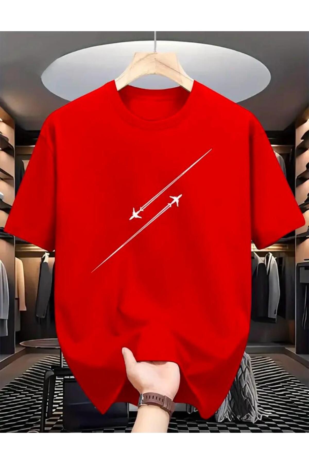 Uçak Detaylı Basic T-Shirt