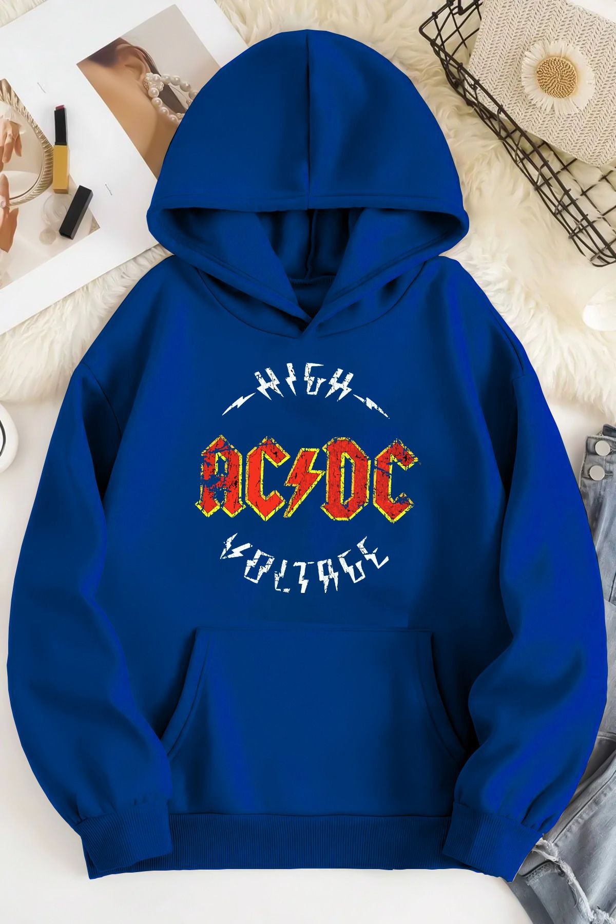 Acdc Oversize Kapüşonlu Sweatshirt - Saks