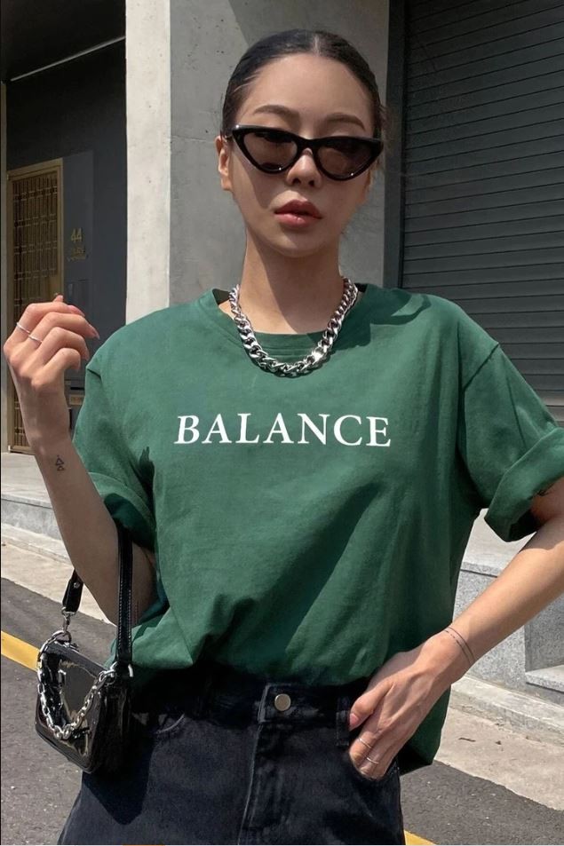 Unisex Balance Baskılı T-shirt - Yeşil