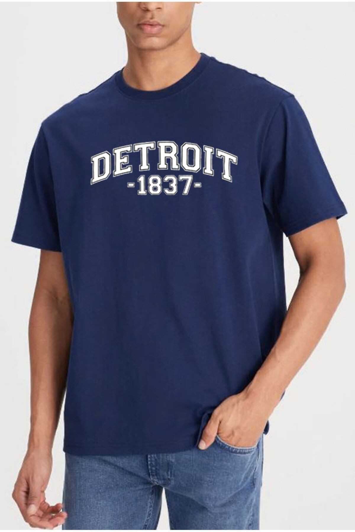 Unisex Detroit Baskılı Tshirt