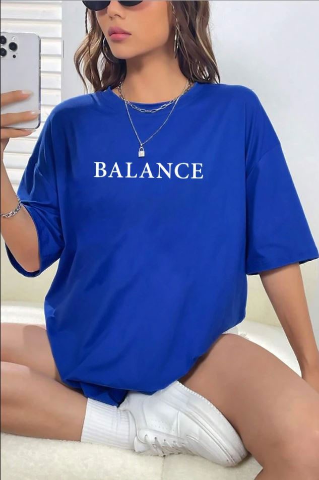 Unisex Balance Baskılı T-shirt - Mavi