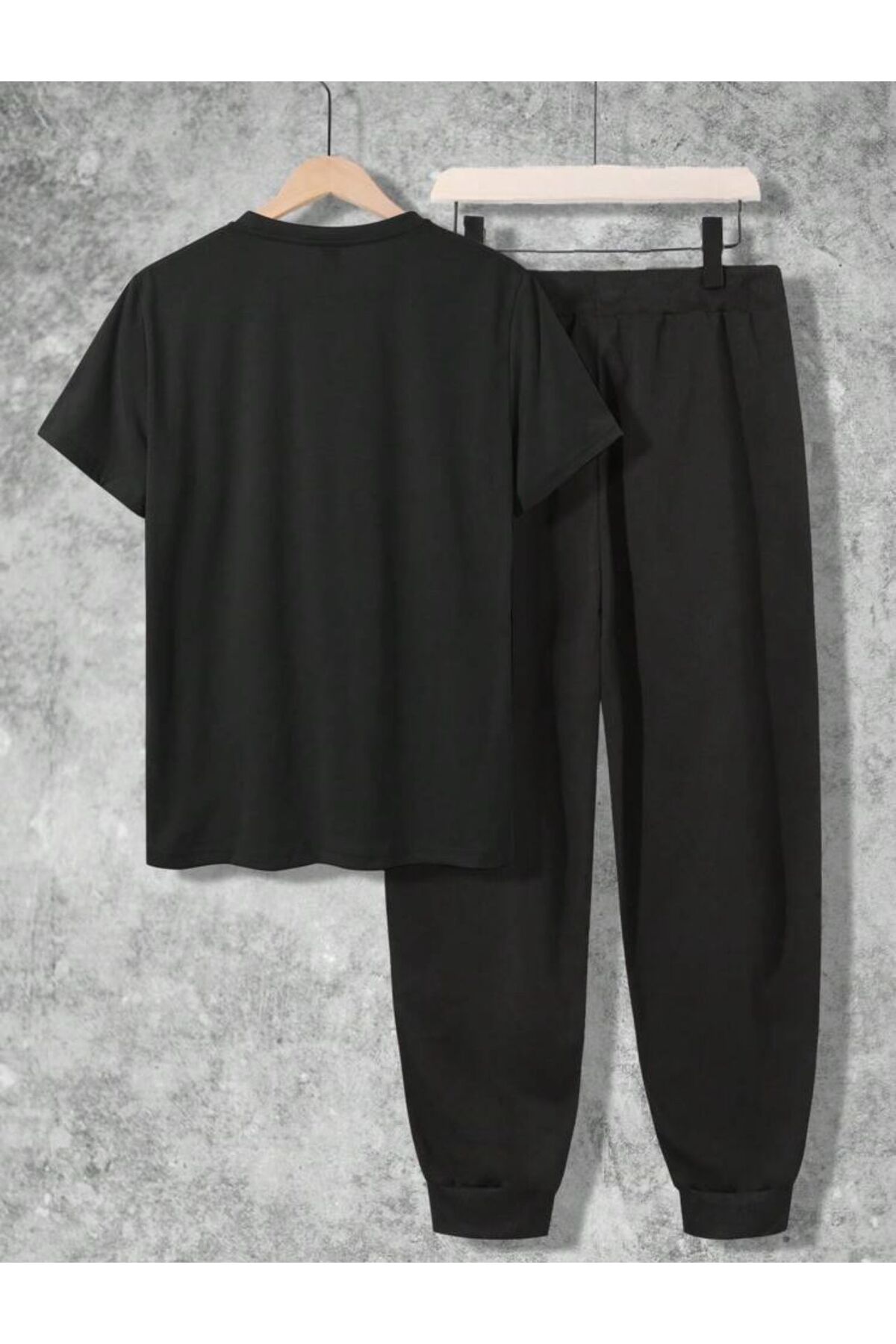 Erkek My Future Is Not Just Baskılı T-shirt Eşofman Altı Jogger Rahat Kalıp Siyah Eşofman Takım