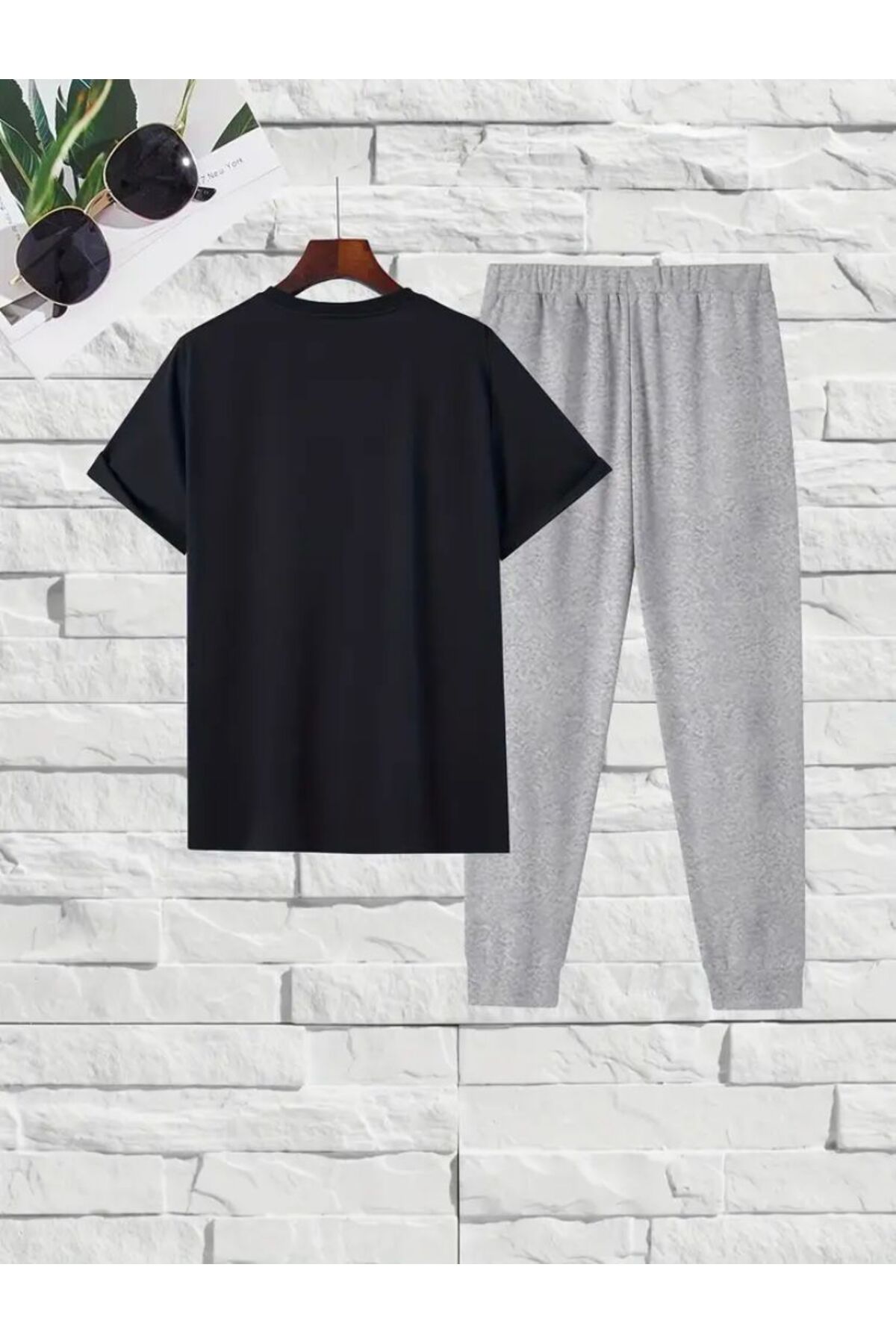 Sister Yazı Baskılı  T-shirt Eşofman Altı Jogger Rahat Kalıp Siyah Eşofman Takım