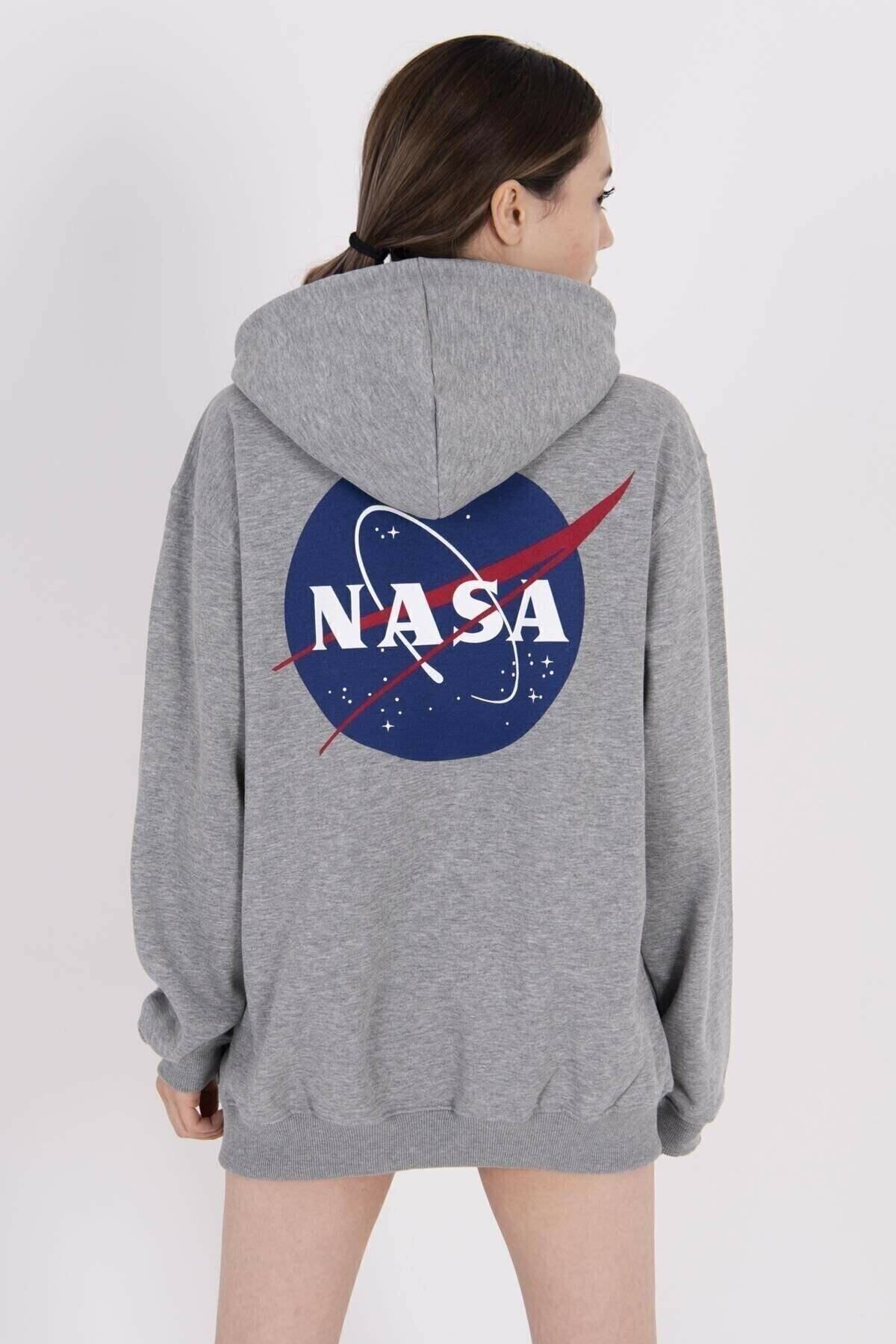 Blackjackgiyim Gri Nasa Kapşonlu Sweatshirt