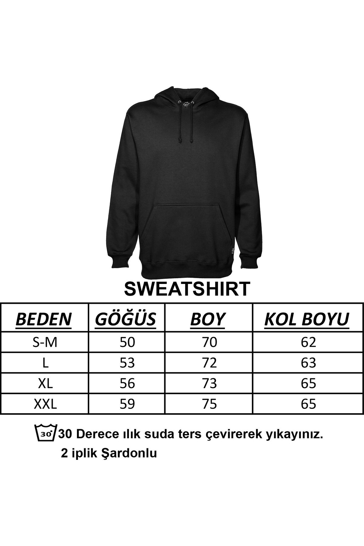 Göğüs Dikey Baskılı Kapşonlu Sweatshirt