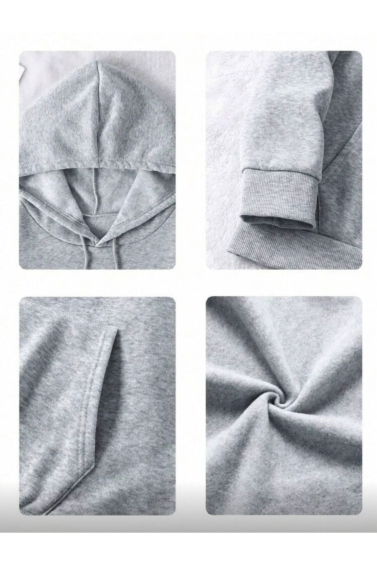 Arka Baskı Detaylı İçi Polarlı Kapüşonlu Sweatshirt