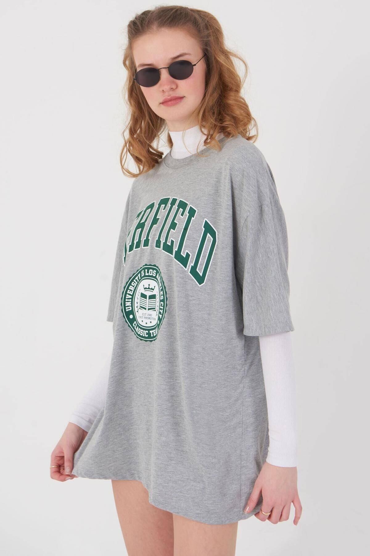  Kadın Erfield Baskılı Tshirt