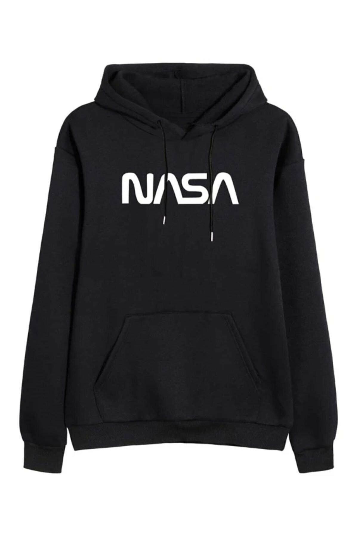 Unisex Siyah Nasa Sweatshirt