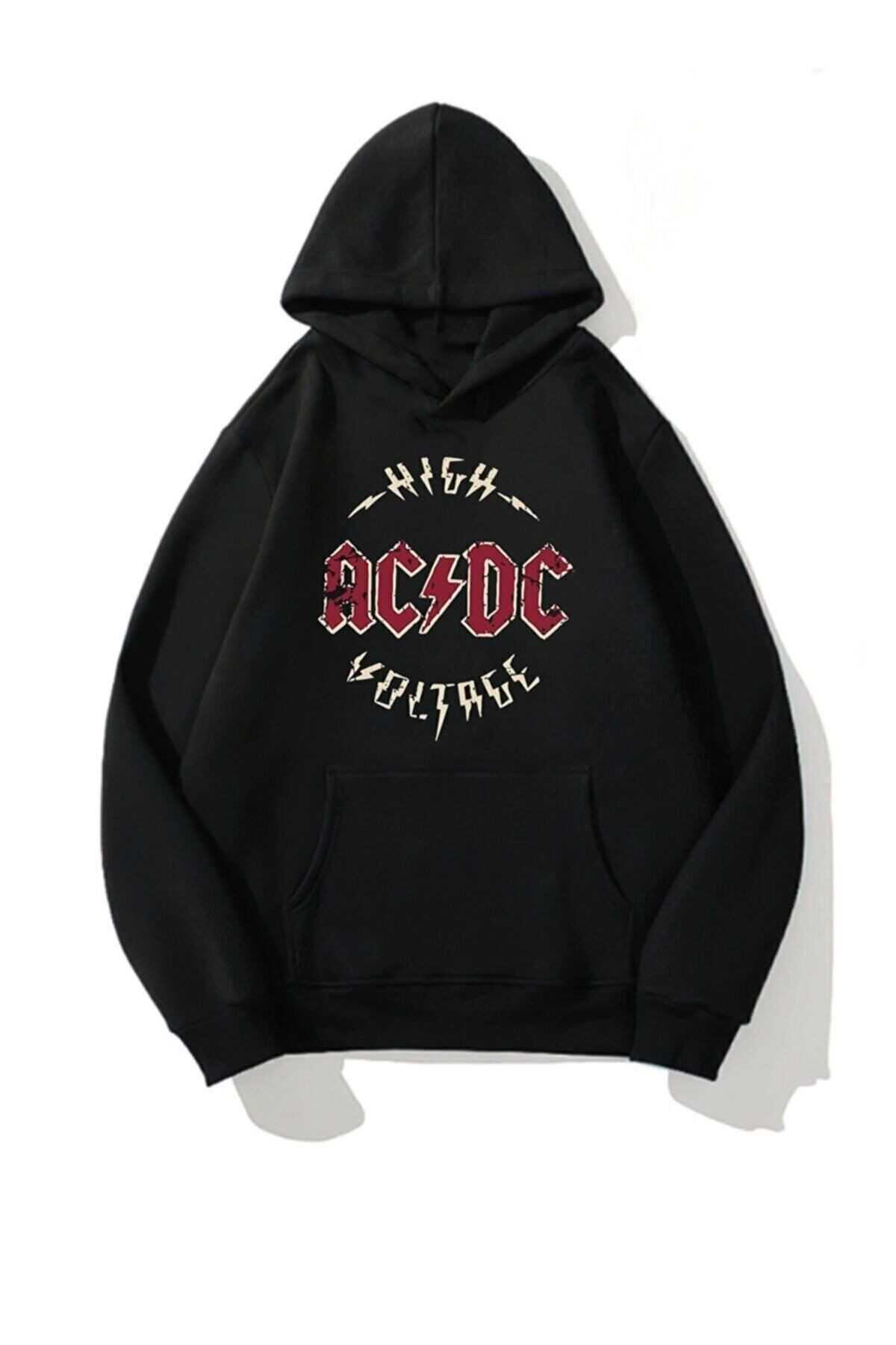 Acdc Oversize Kapüşonlu Sweatshirt - Siyah