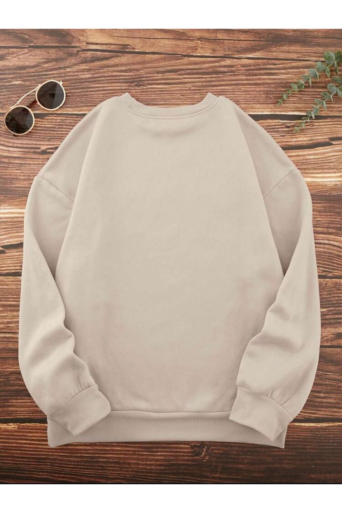 Baskı Detaylı Bisiklet Yaka İçi Polarlı Sweatshirt
