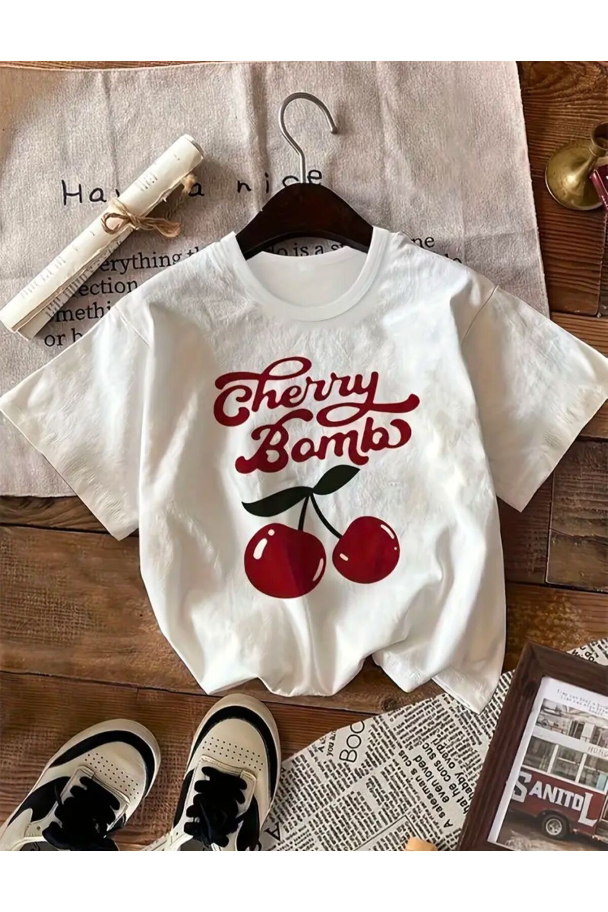 CHERRY BASKILI BASİC T-SHİRT