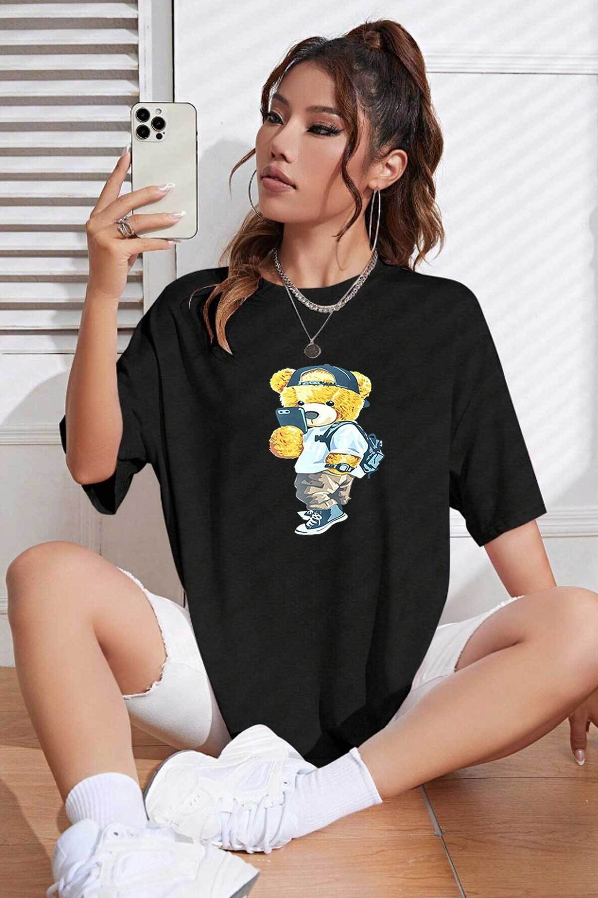 Unisex Peluş Ayı Baskılı Tshirt