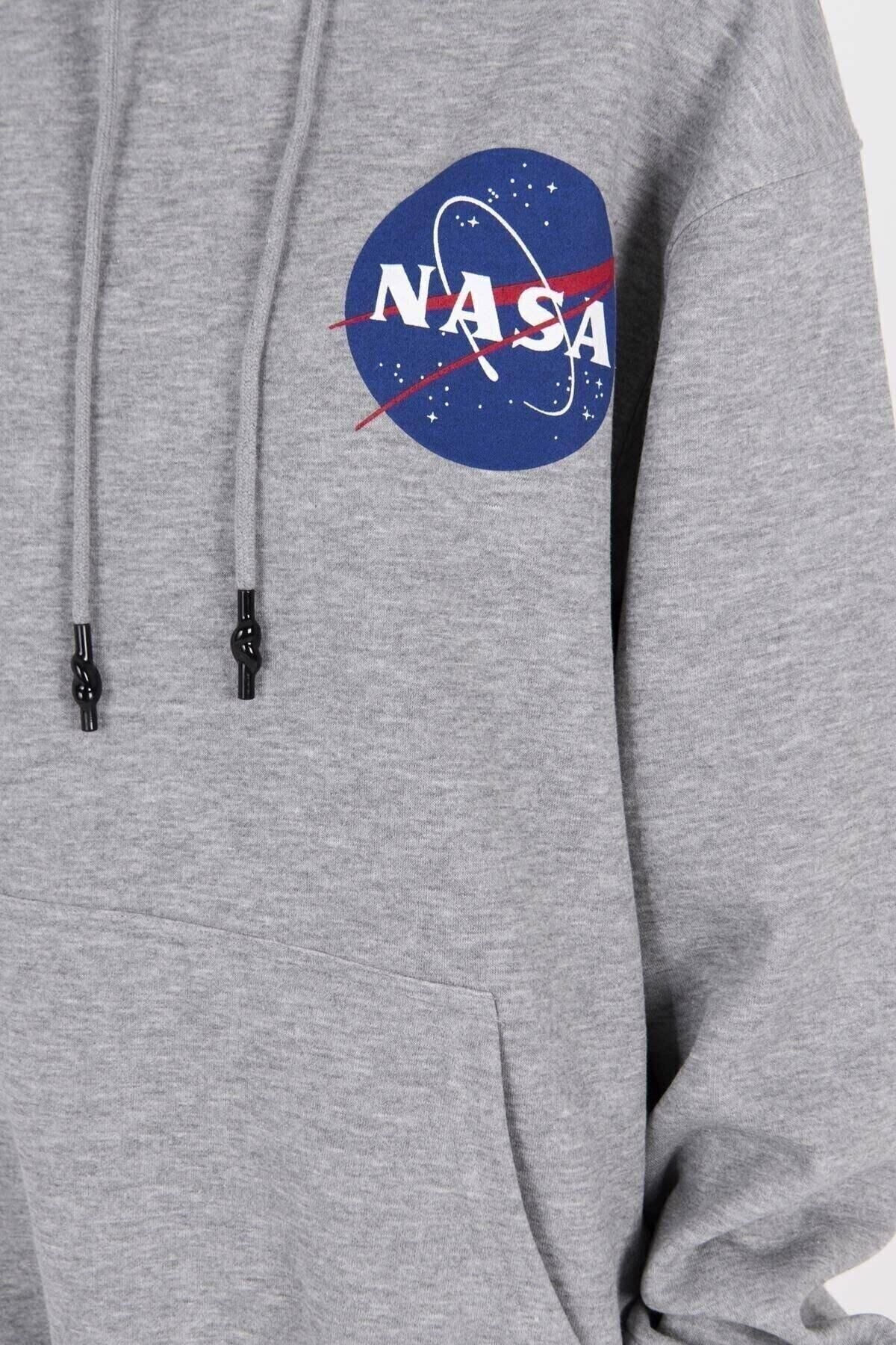 Blackjackgiyim Gri Nasa Kapşonlu Sweatshirt