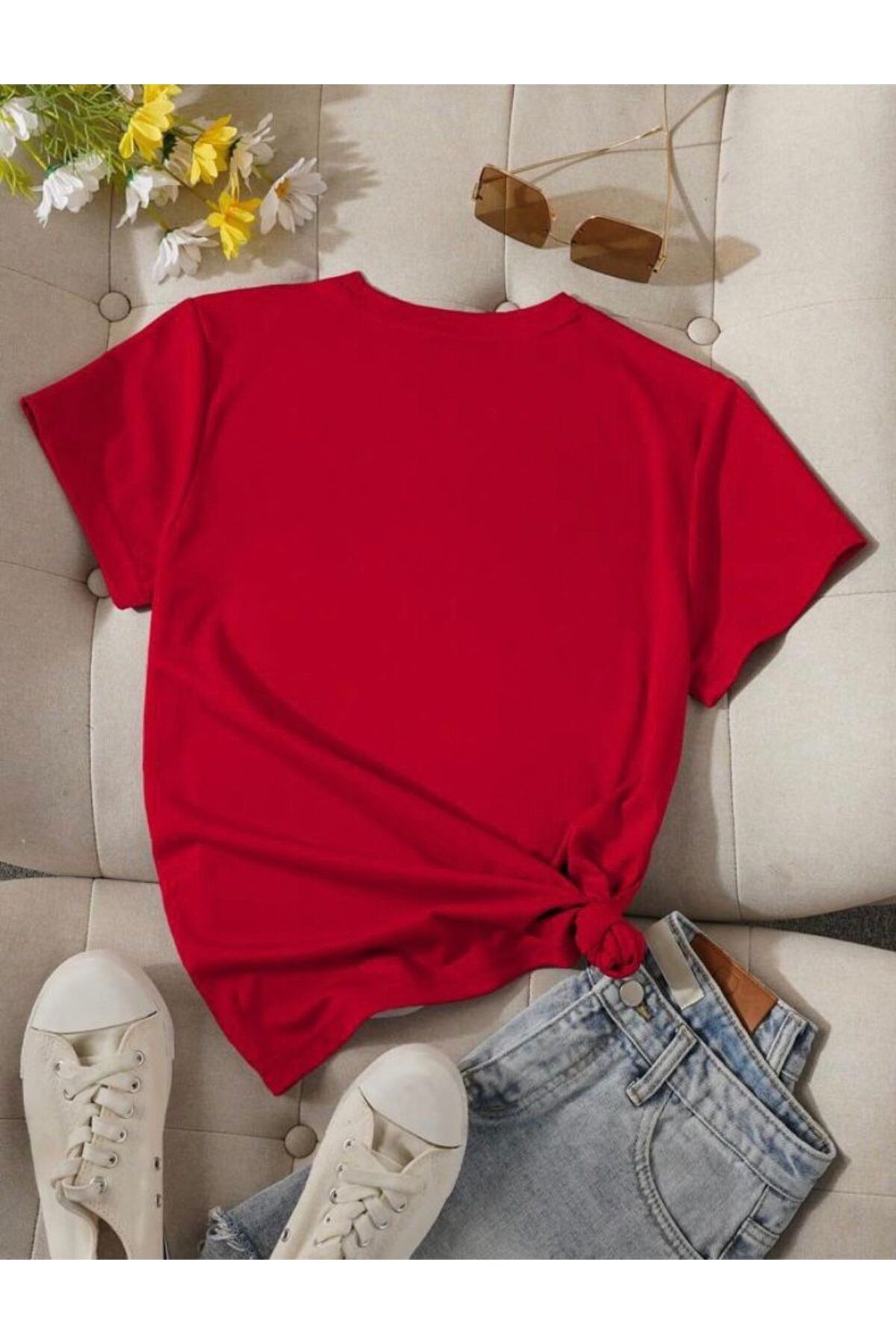 Uçak Detaylı Basic T-Shirt