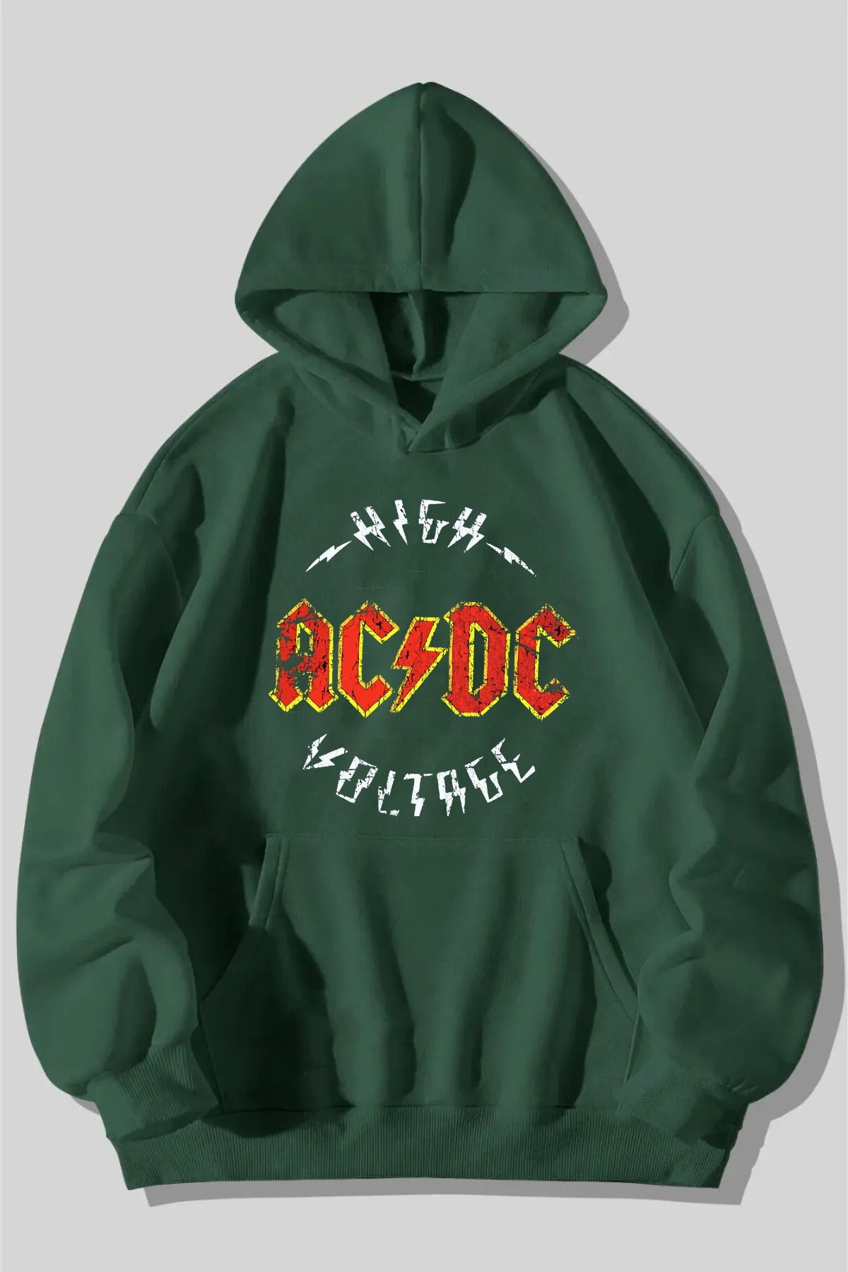 Acdc Oversize Kapüşonlu Sweatshirt - yesil